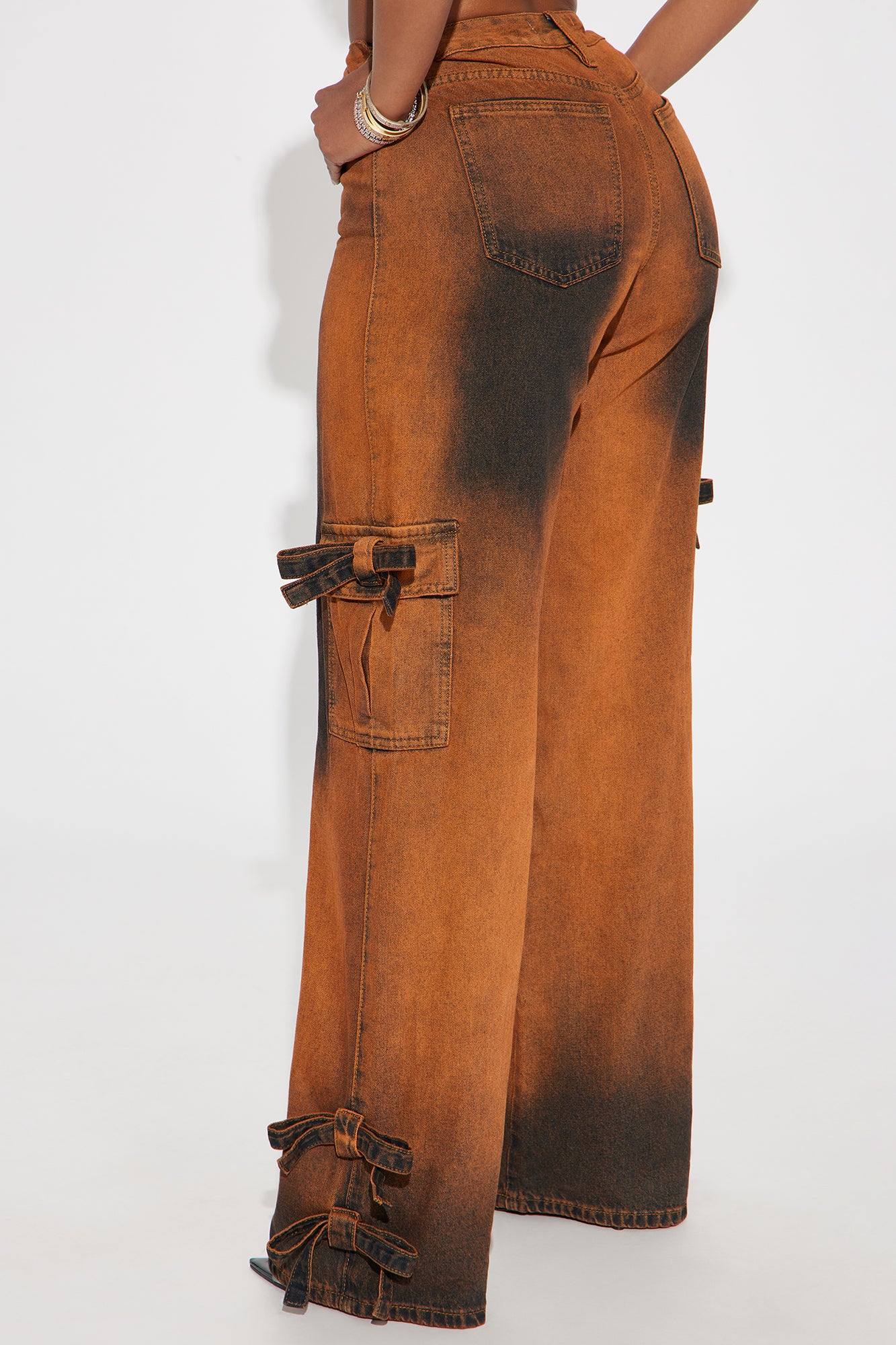 Cute As A Bow Non Stretch Straight Leg Jeans - Orange - Image 3