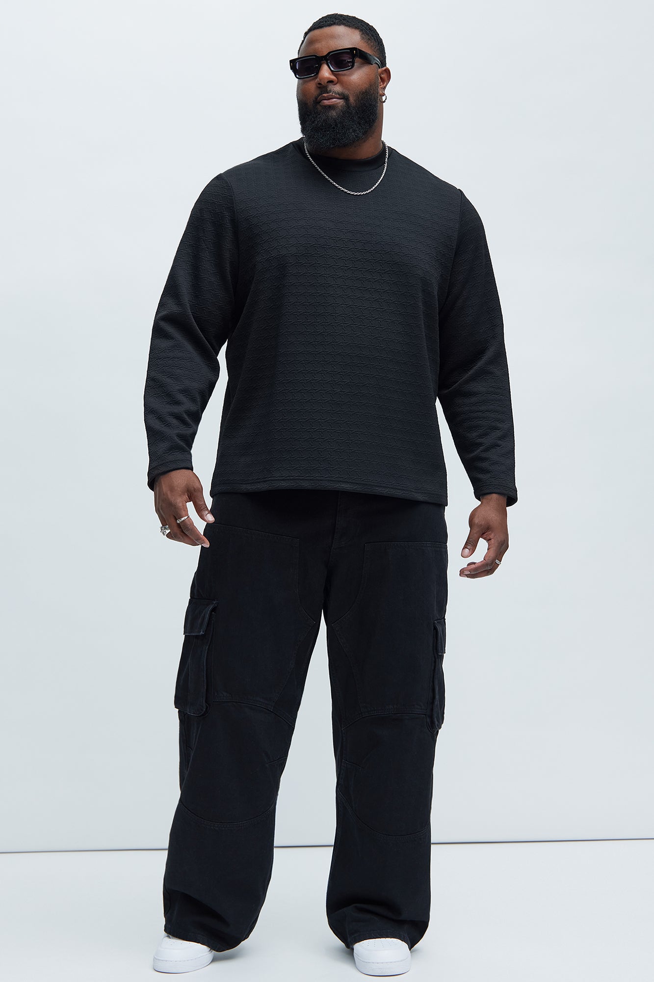 8AM Textured Long Sleeve Tee - Black - Image 6