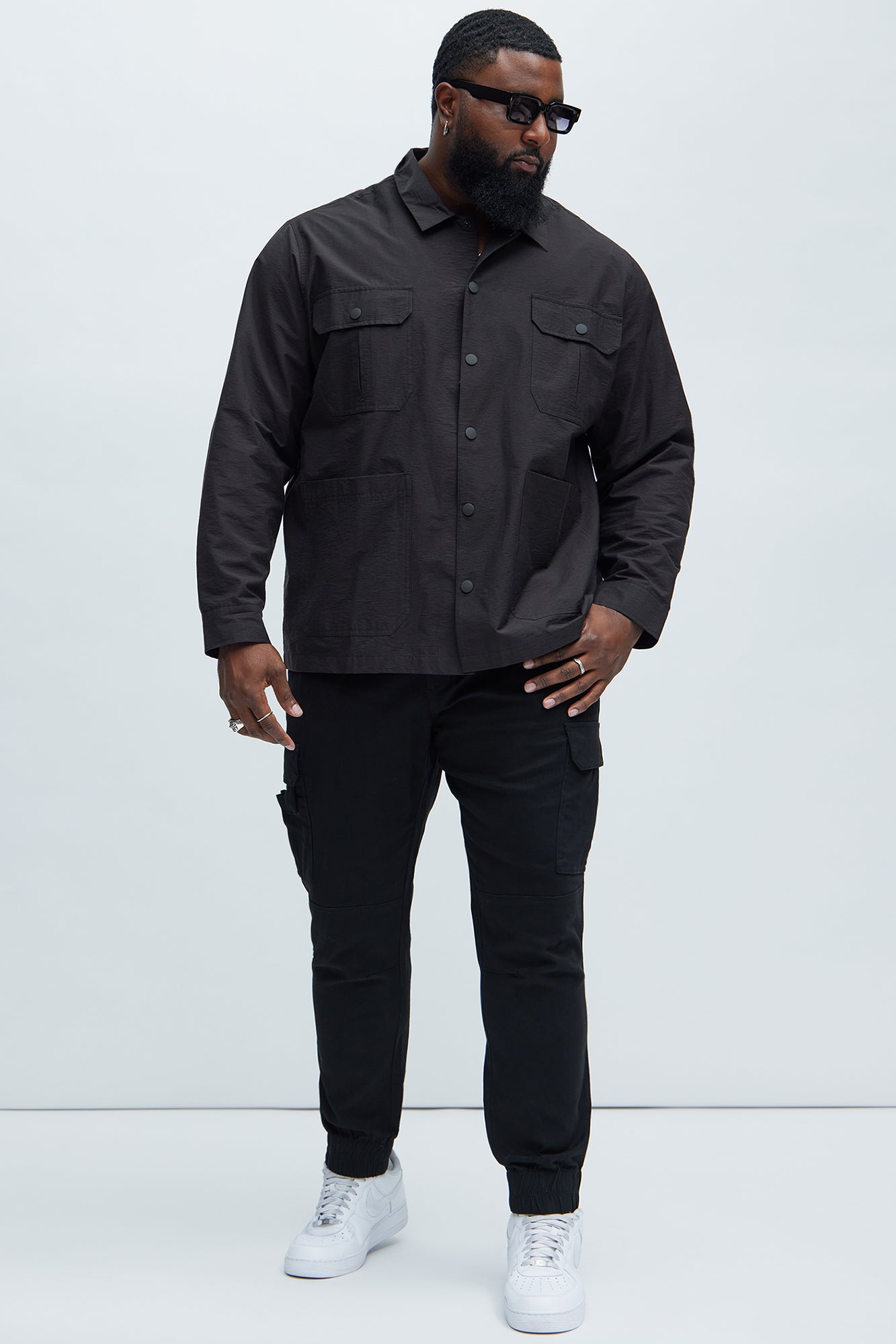 Top Tech Button Up Shirt - Black - Image 6