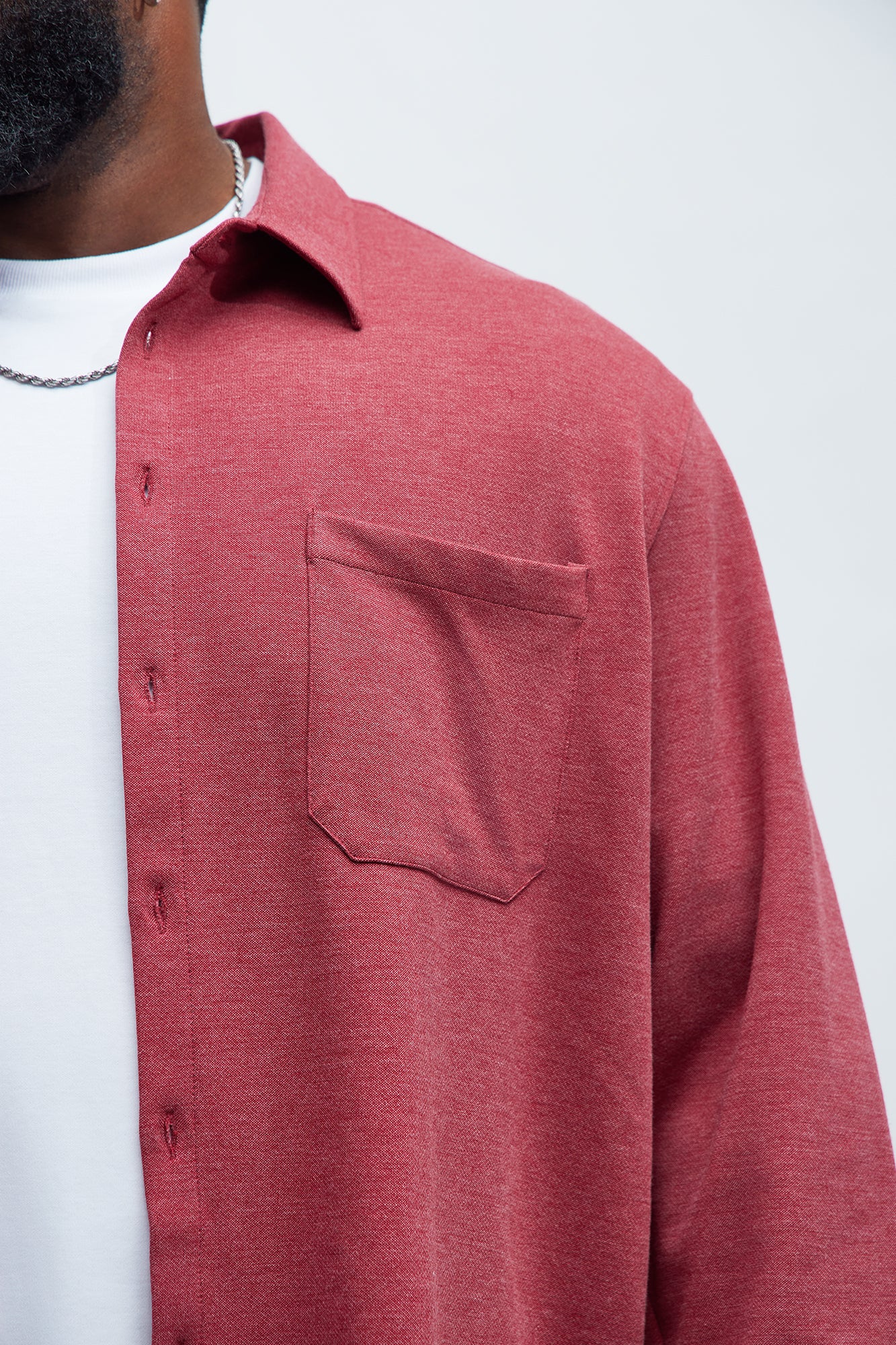 Langley Knit Button Up Shirt - Red - Image 7