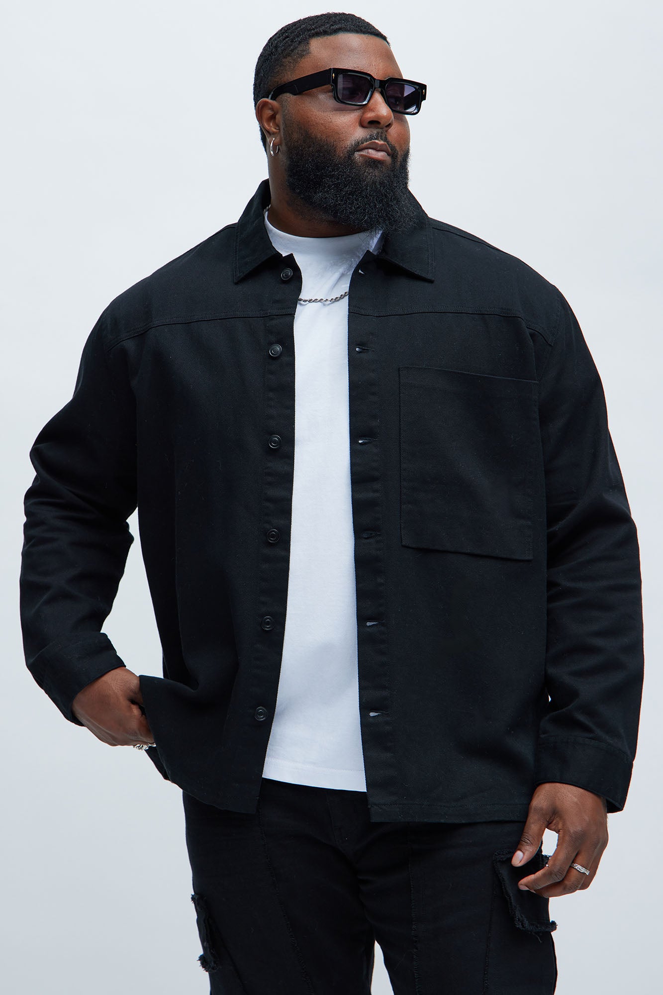 Yorktown Twill Button Up Shirt - Black - Image 5
