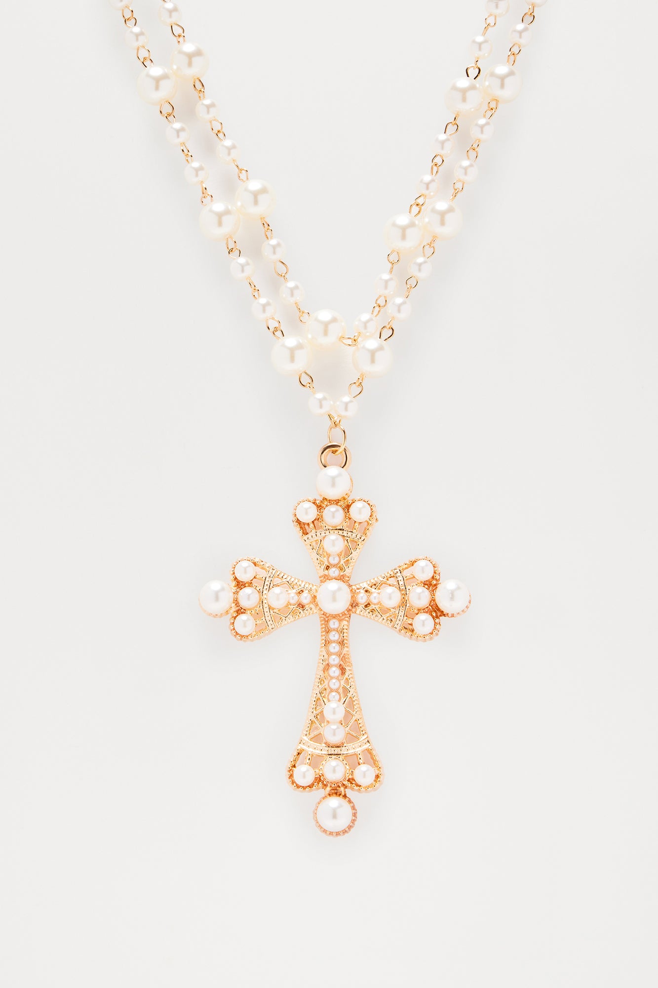 Mother Of All Pearls Necklace - White/Gold - Image 3