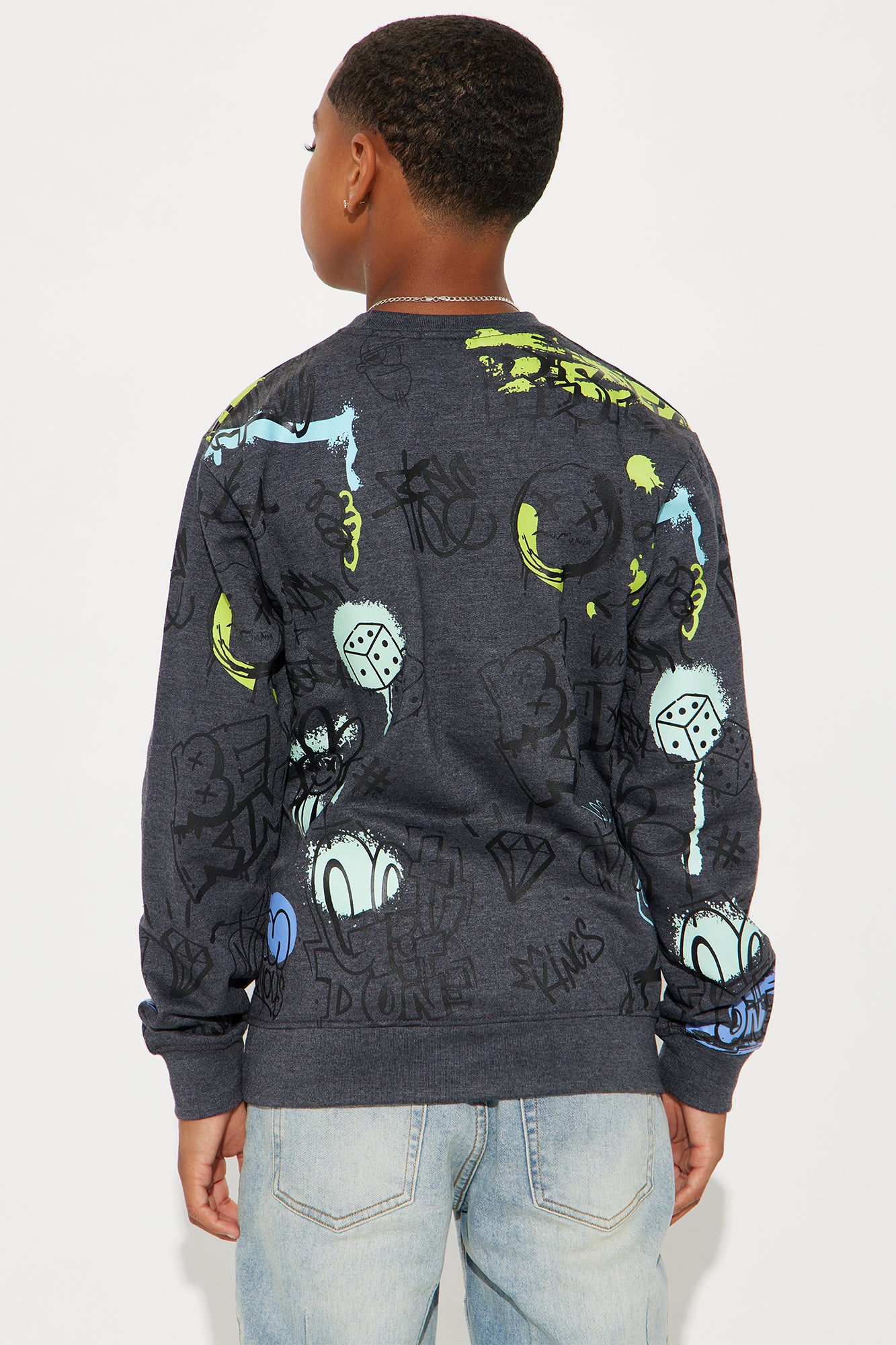 Mini Be Kind & Respect Fleece Sweatshirt - Charcoal - Image 4