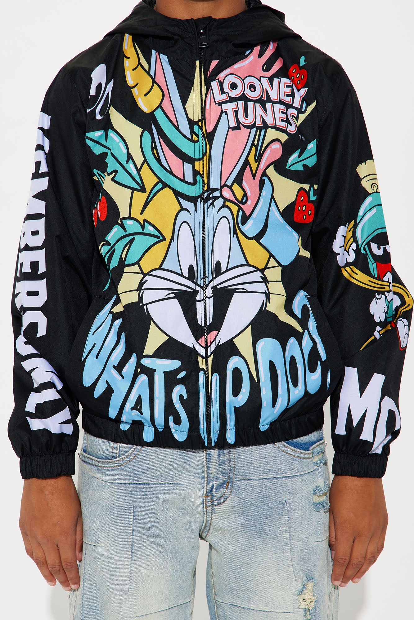 Mini Bugs Bunny I'm A Masterpiece Zip Up Windbreaker - Black - Image 4