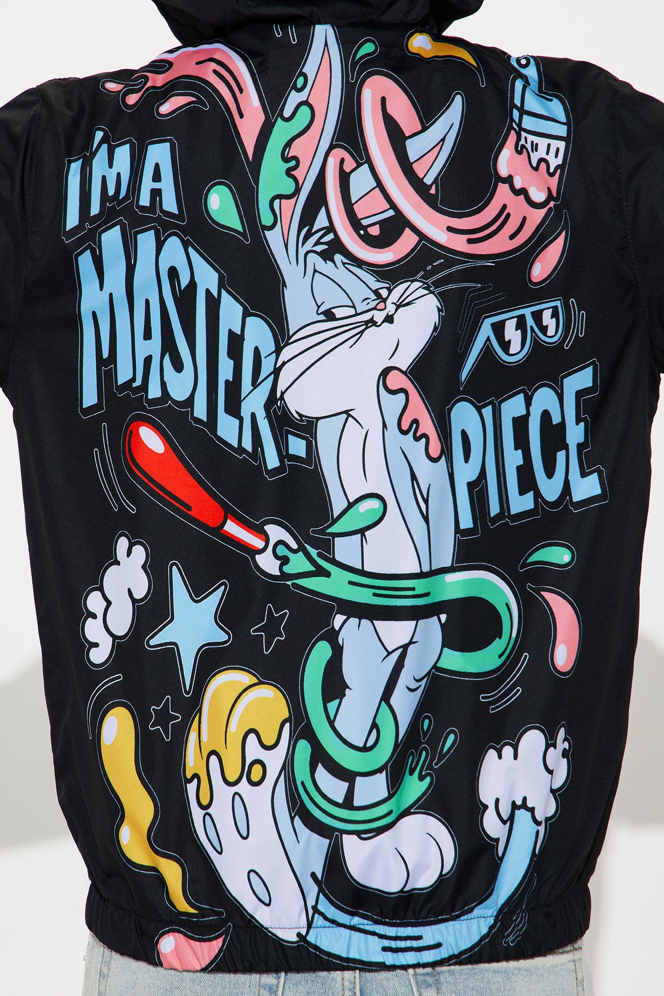 Mini Bugs Bunny I'm A Masterpiece Zip Up Windbreaker - Black - Image 7