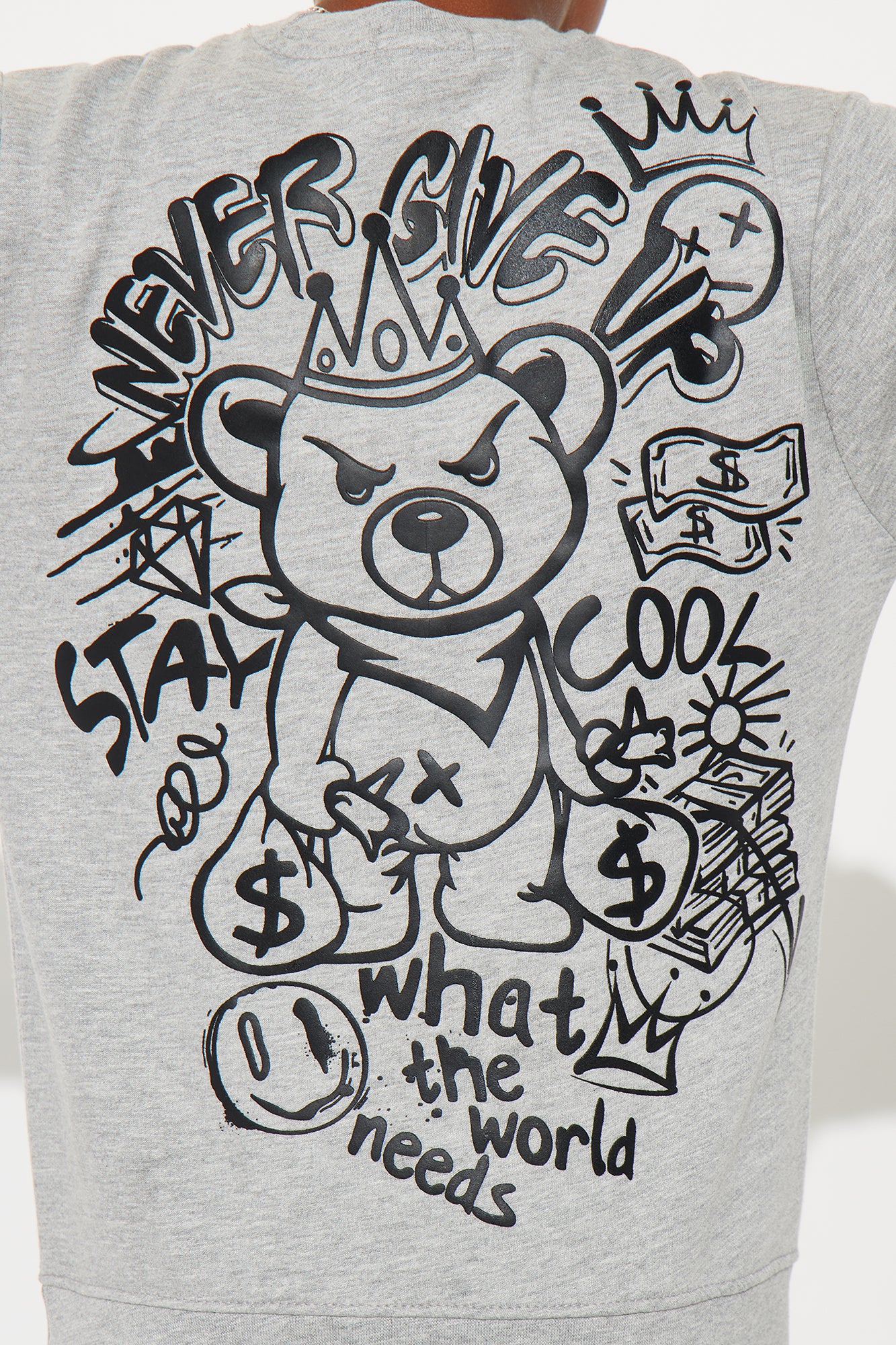 Mini Never Give Up Fleece Sweatshirt - Grey - Image 5