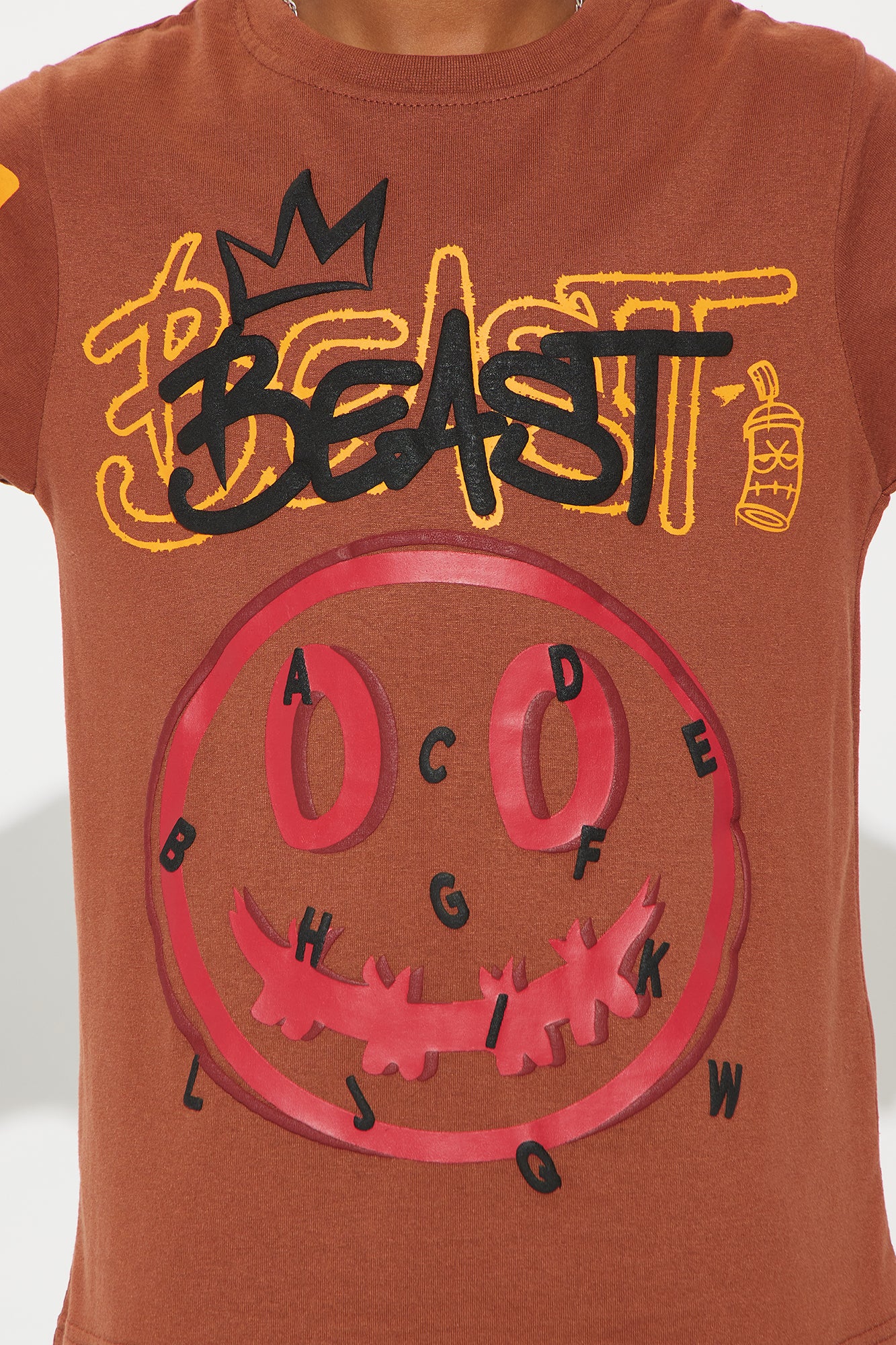 Mini Beast Mode Print T-Shirt - Brown - Image 3