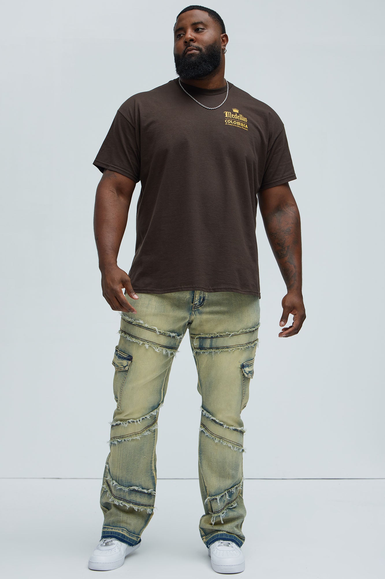 Simi Fray Cargo Stacked Skinny Flare Jeans - Vintage Blue Wash - Image 6