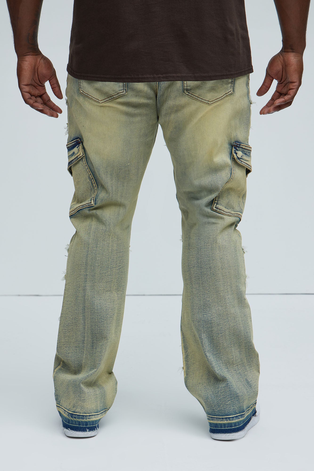 Simi Fray Cargo Stacked Skinny Flare Jeans - Vintage Blue Wash - Image 9