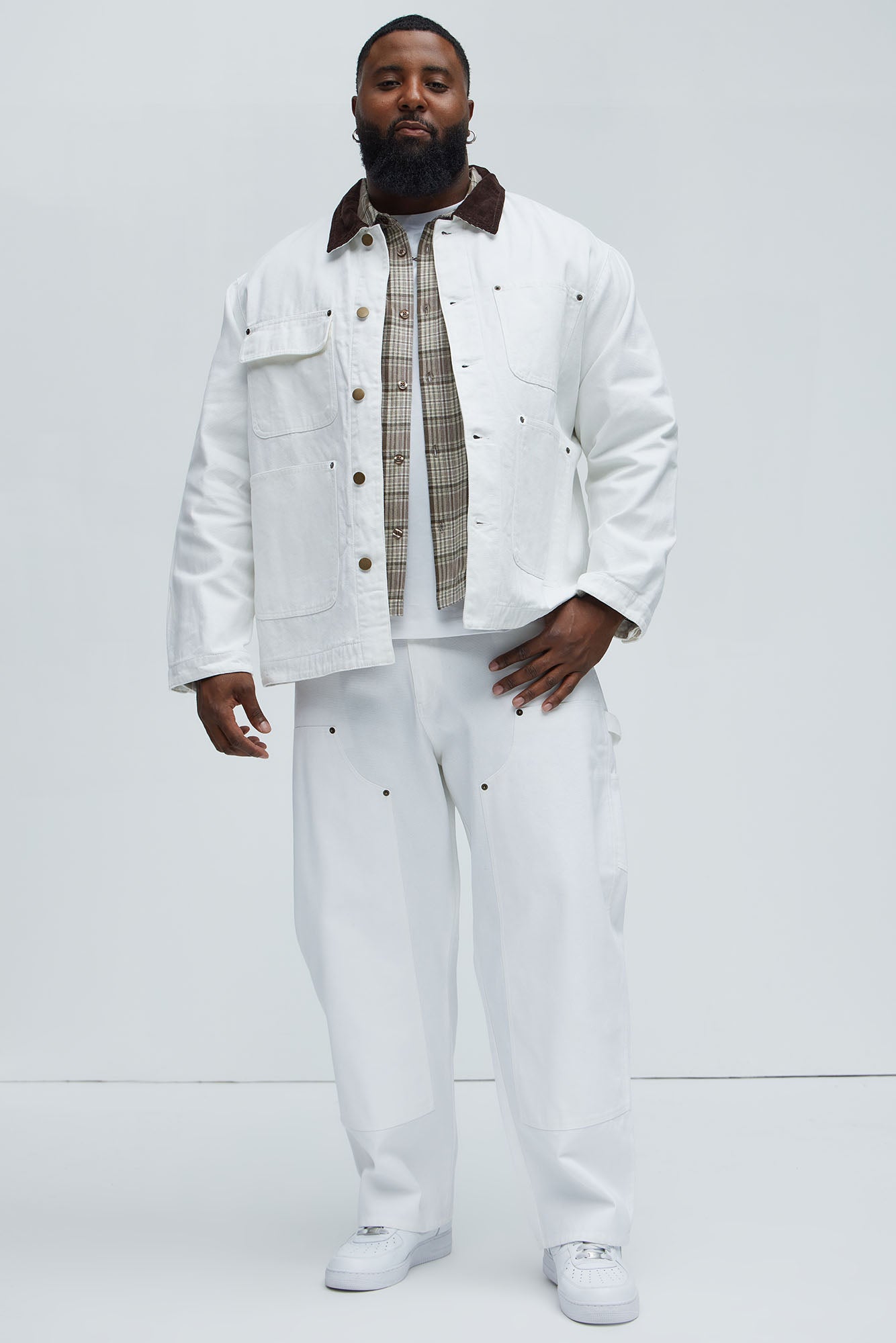 Alexander Double Knee Straight Utility Canvas Pants - White - Image 10