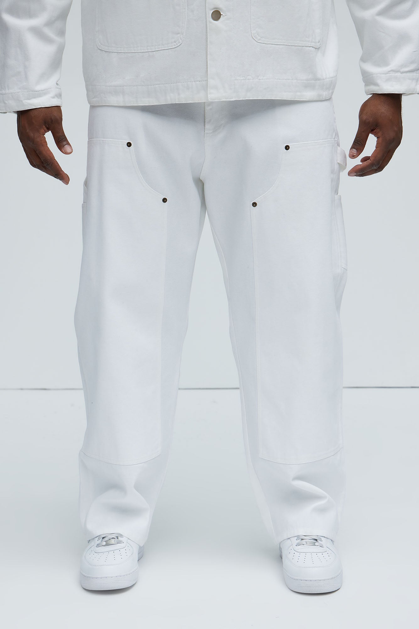 Alexander Double Knee Straight Utility Canvas Pants - White - Image 11
