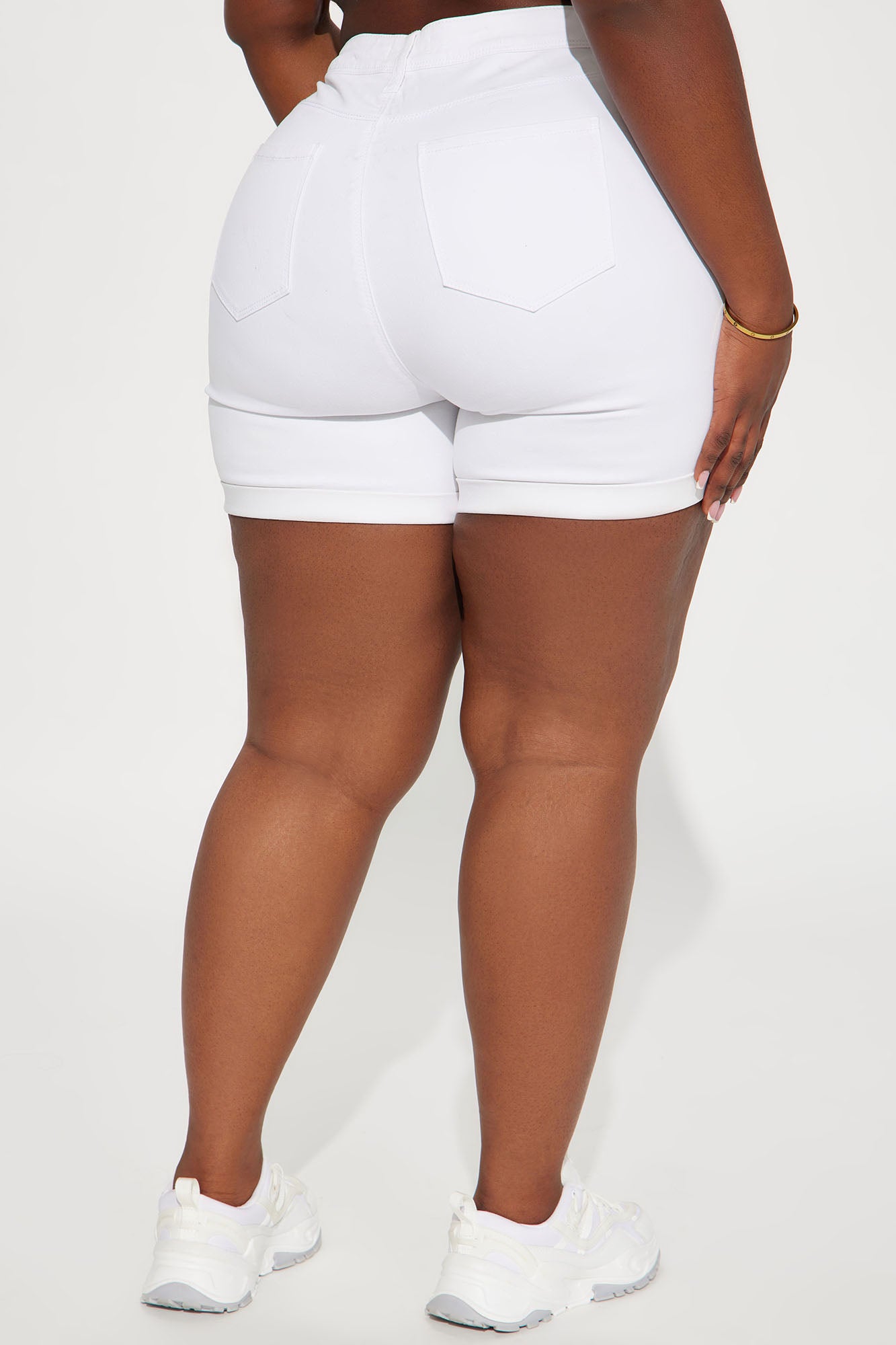 No Muffin Top Denim Shorts - White - Image 6