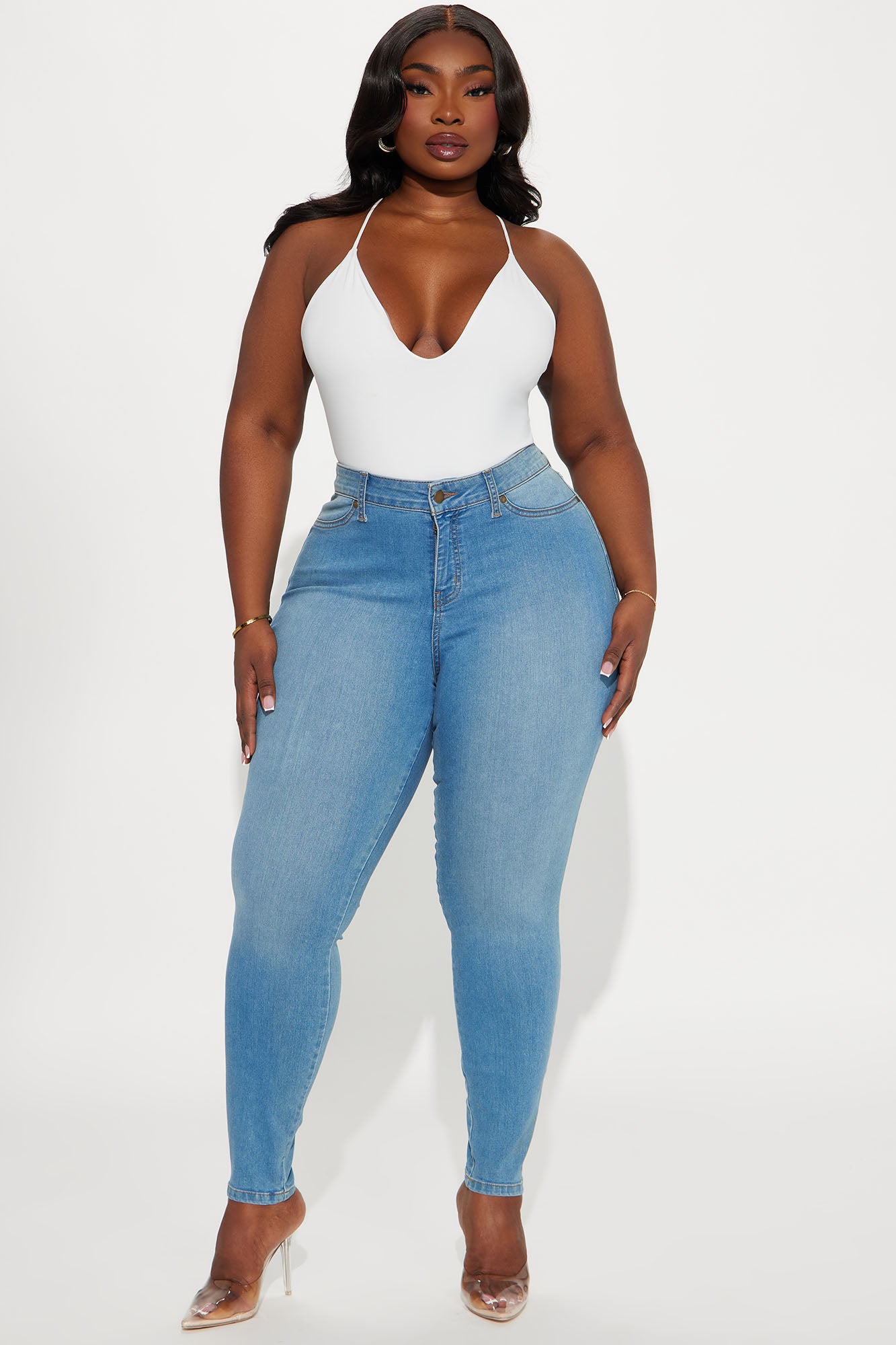 Flex Game Strong Low Rise Skinny Jeans - Light Blue Wash - Image 9