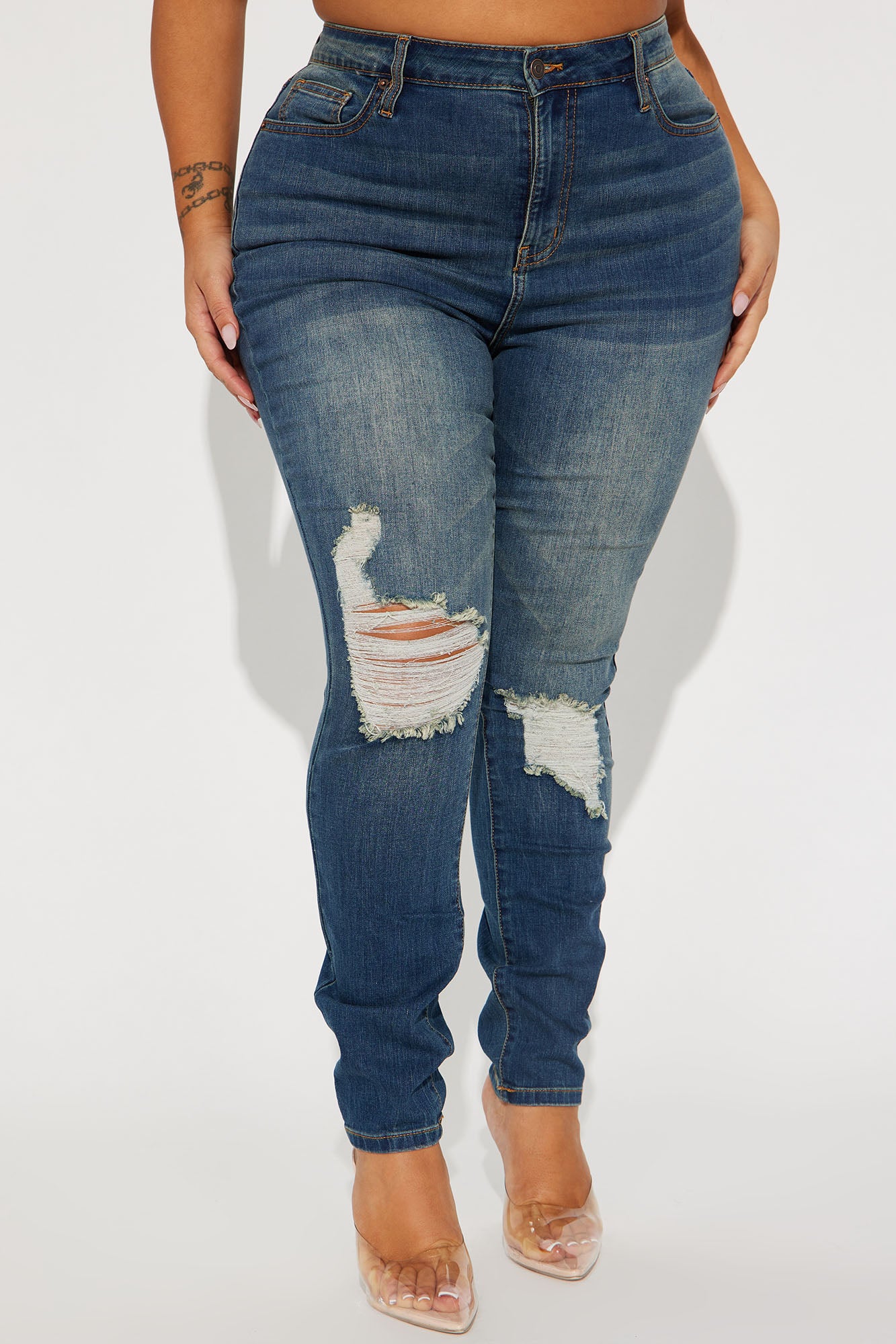 Kelly Ripped Tinted Stretch Skinny Jeans - Dark Denim - Image 5