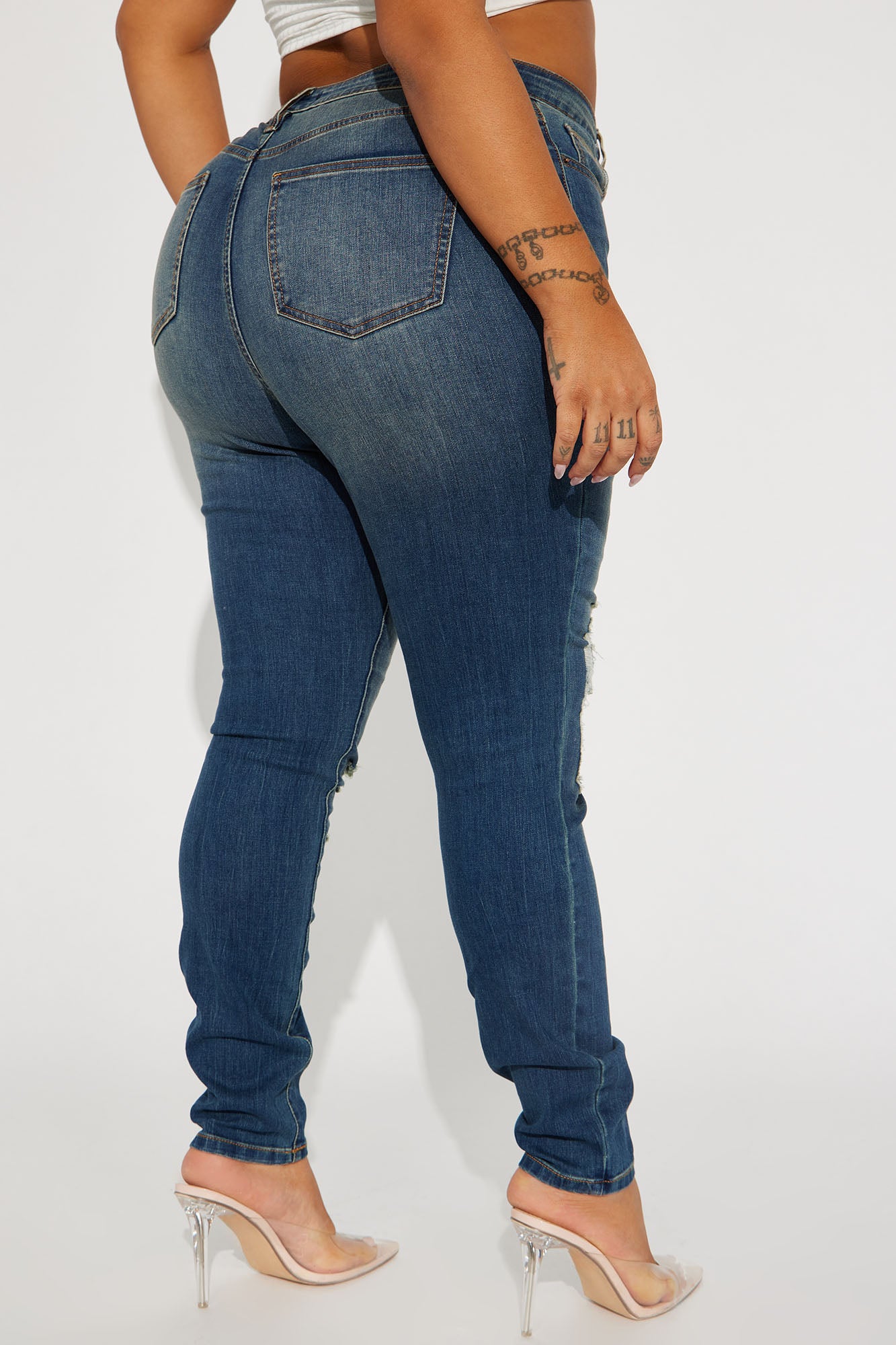 Kelly Ripped Tinted Stretch Skinny Jeans - Dark Denim - Image 6