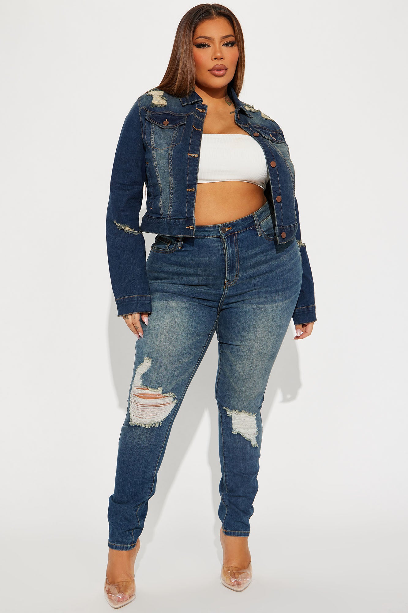 Kelly Ripped Tinted Stretch Skinny Jeans - Dark Denim - Image 4