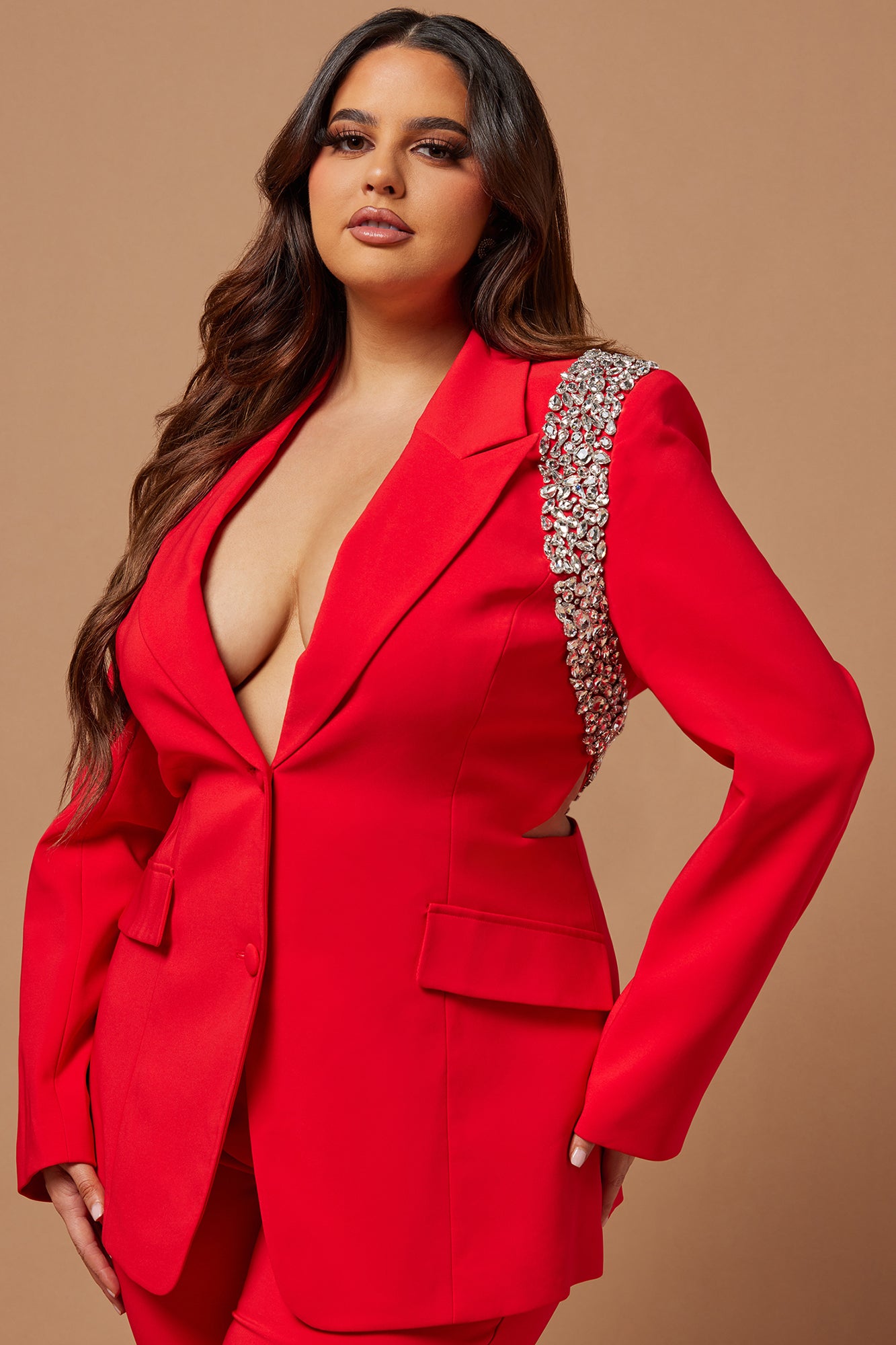 Claire Embellished Suit Set - Red - Image 6
