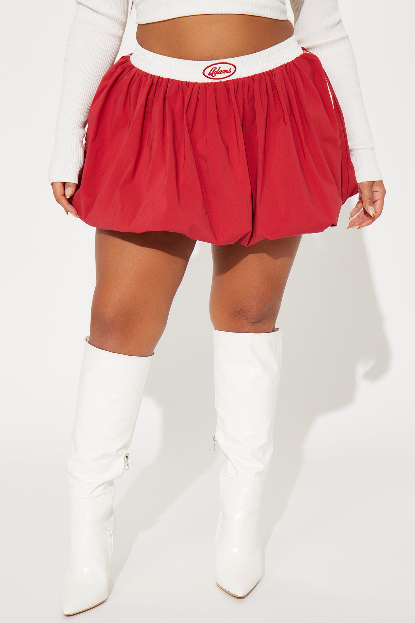 My Final Race Striped Bubble Mini Skirt - Red - Image 4