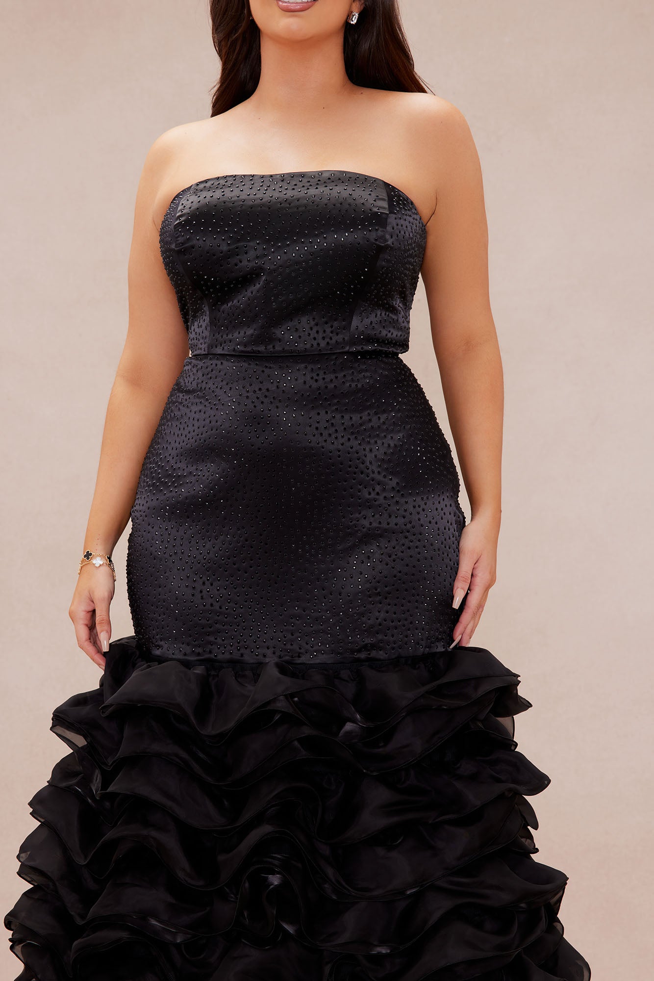 Belinda Embellished Satin Gown - Black - Image 7