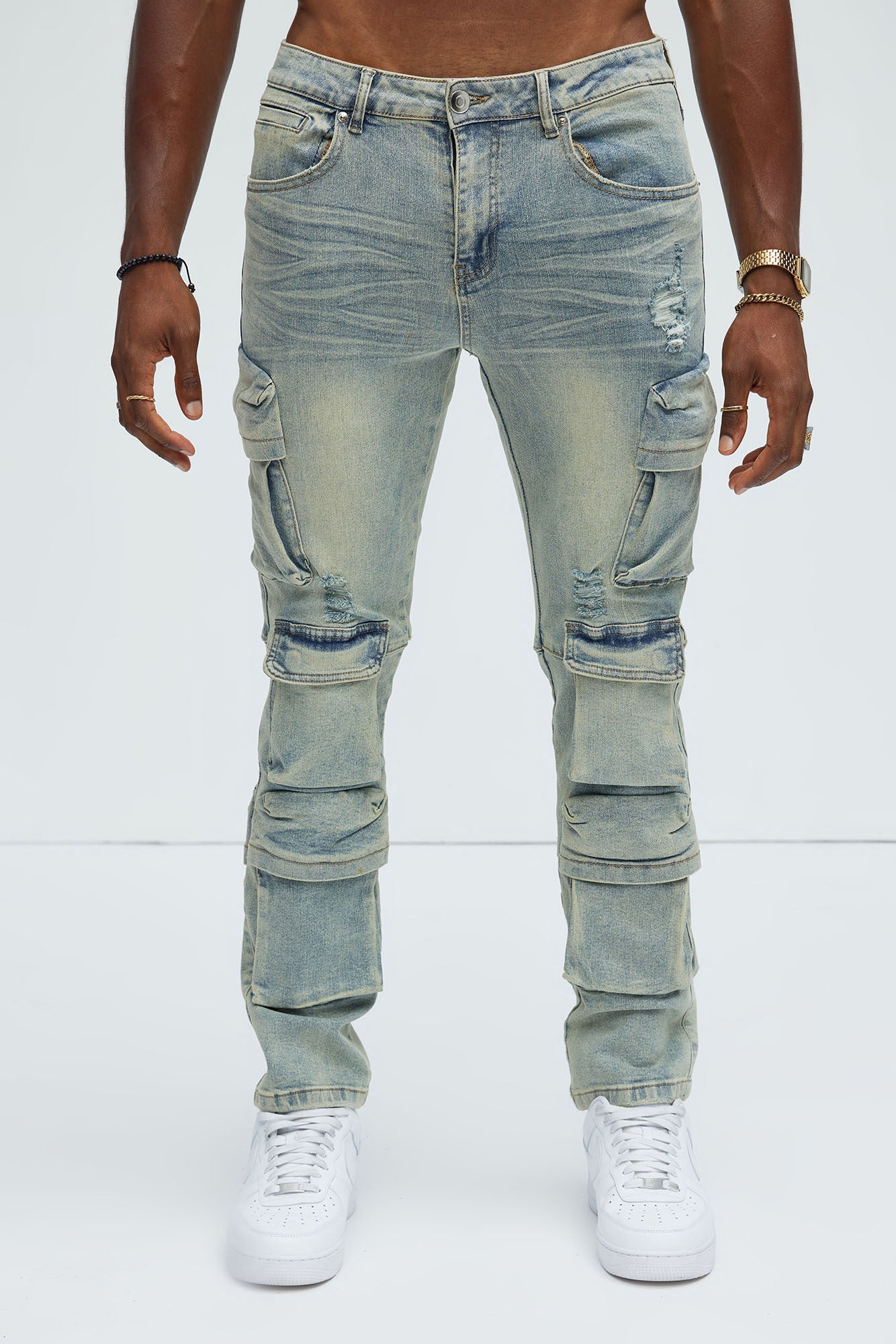 Into The Wild Cargo Slim Jeans - Vintage Wash - Image 3