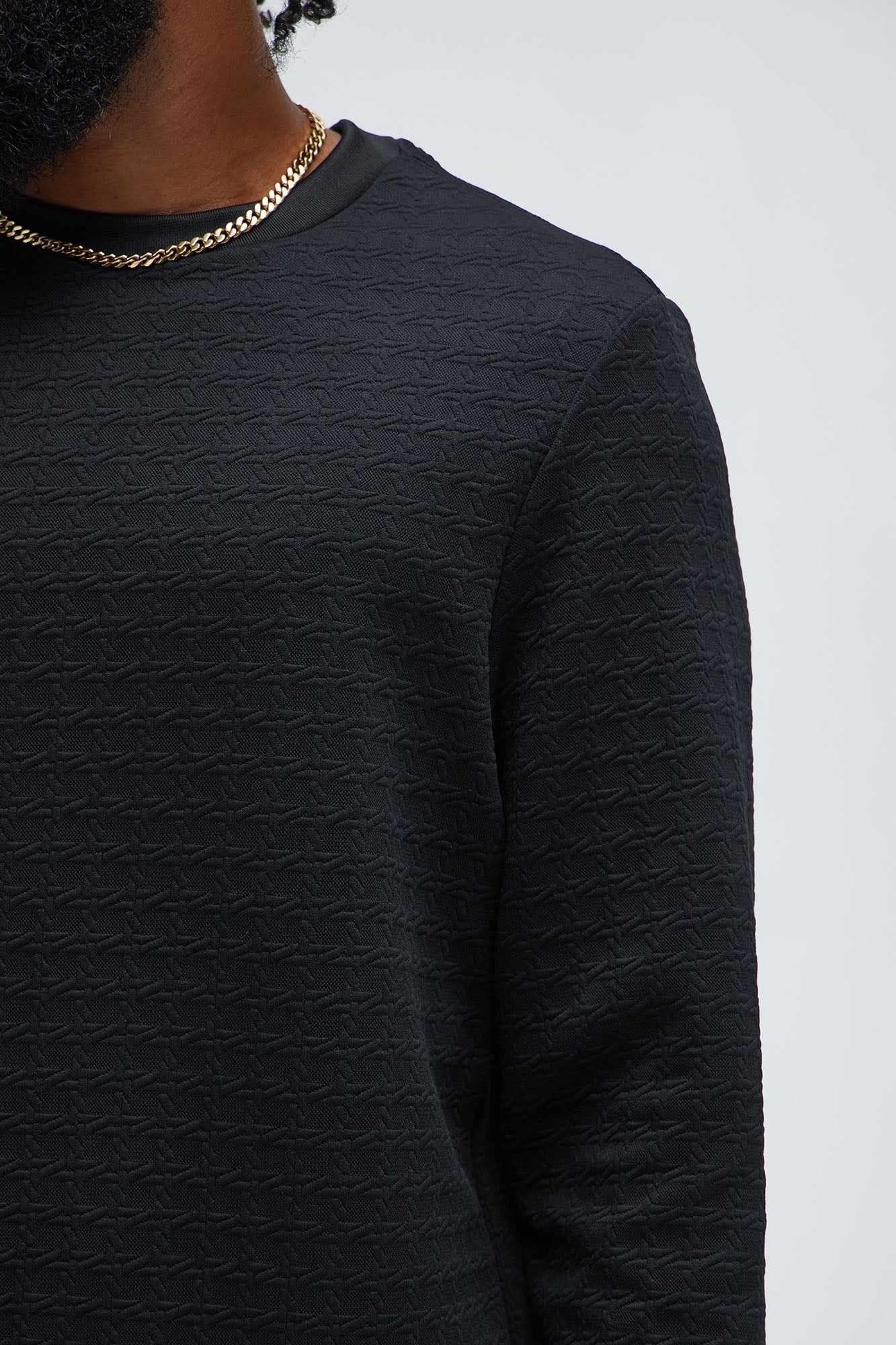 8AM Textured Long Sleeve Tee - Black - Image 3