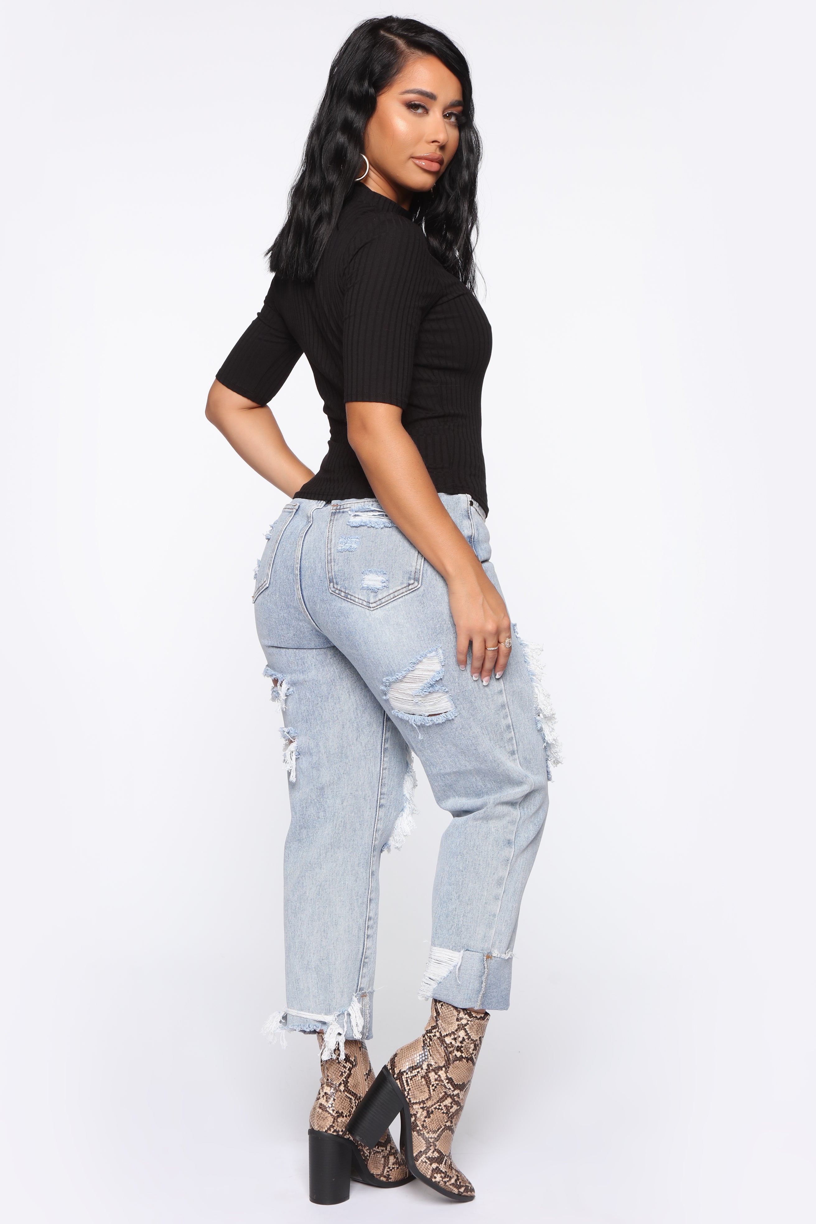 Ansley Mock Neck Short Sleeve Tee - Black - Image 5