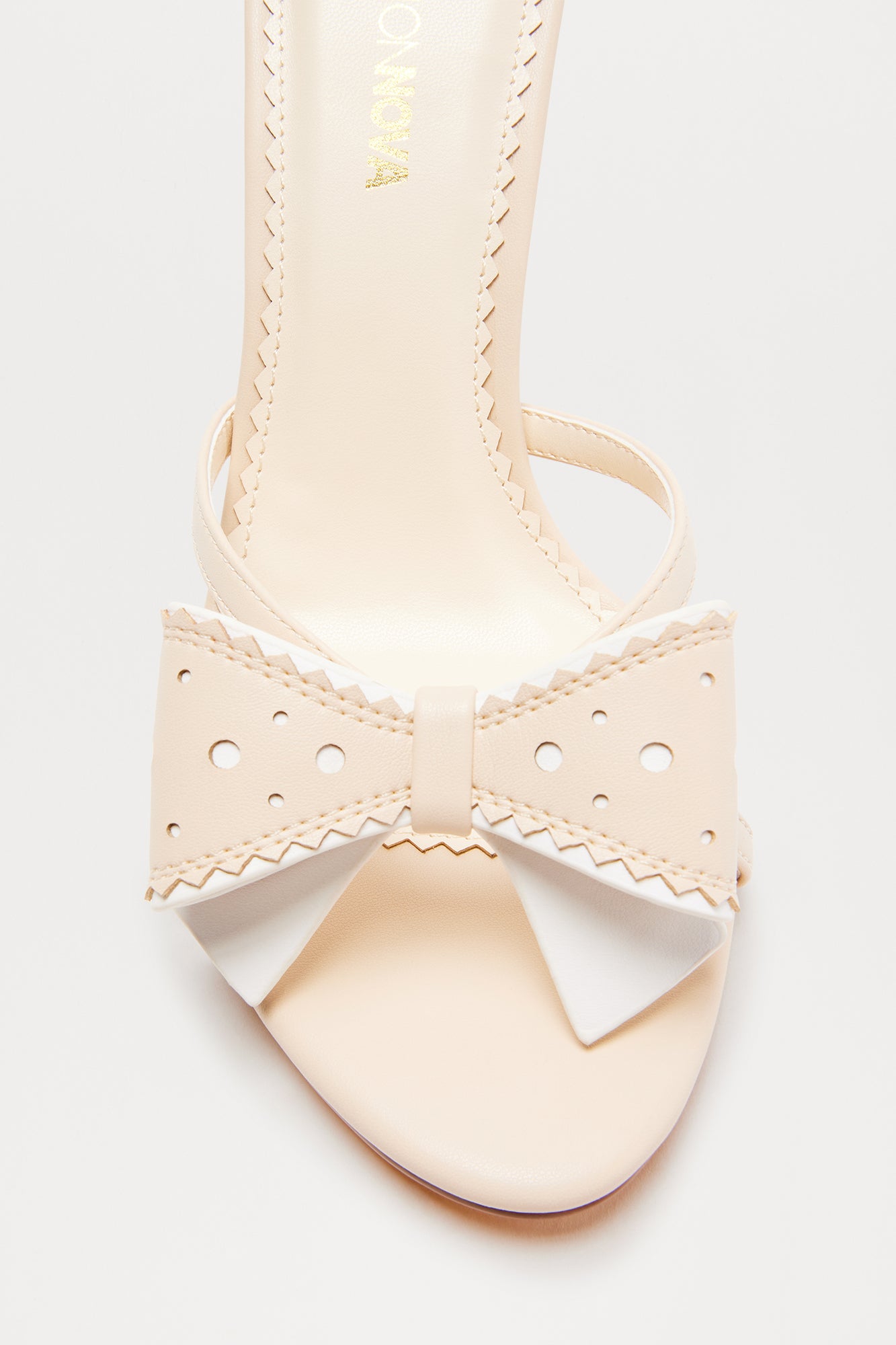 Victoria Bow Heeled Mules - Nude - Image 4