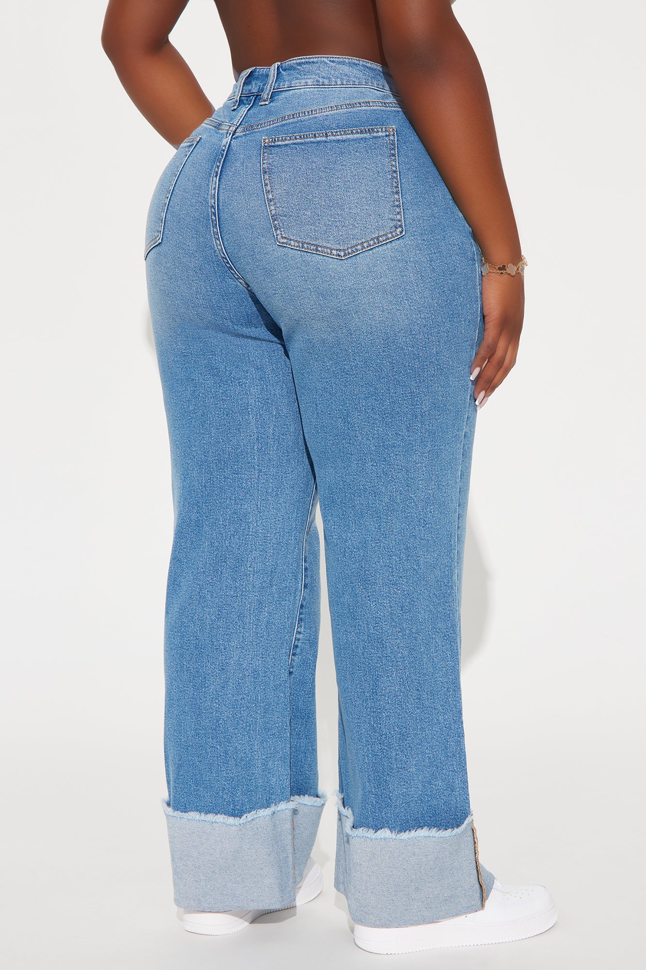 All The While Cuffed Wide Leg Jeans - Light Wash - Image 6