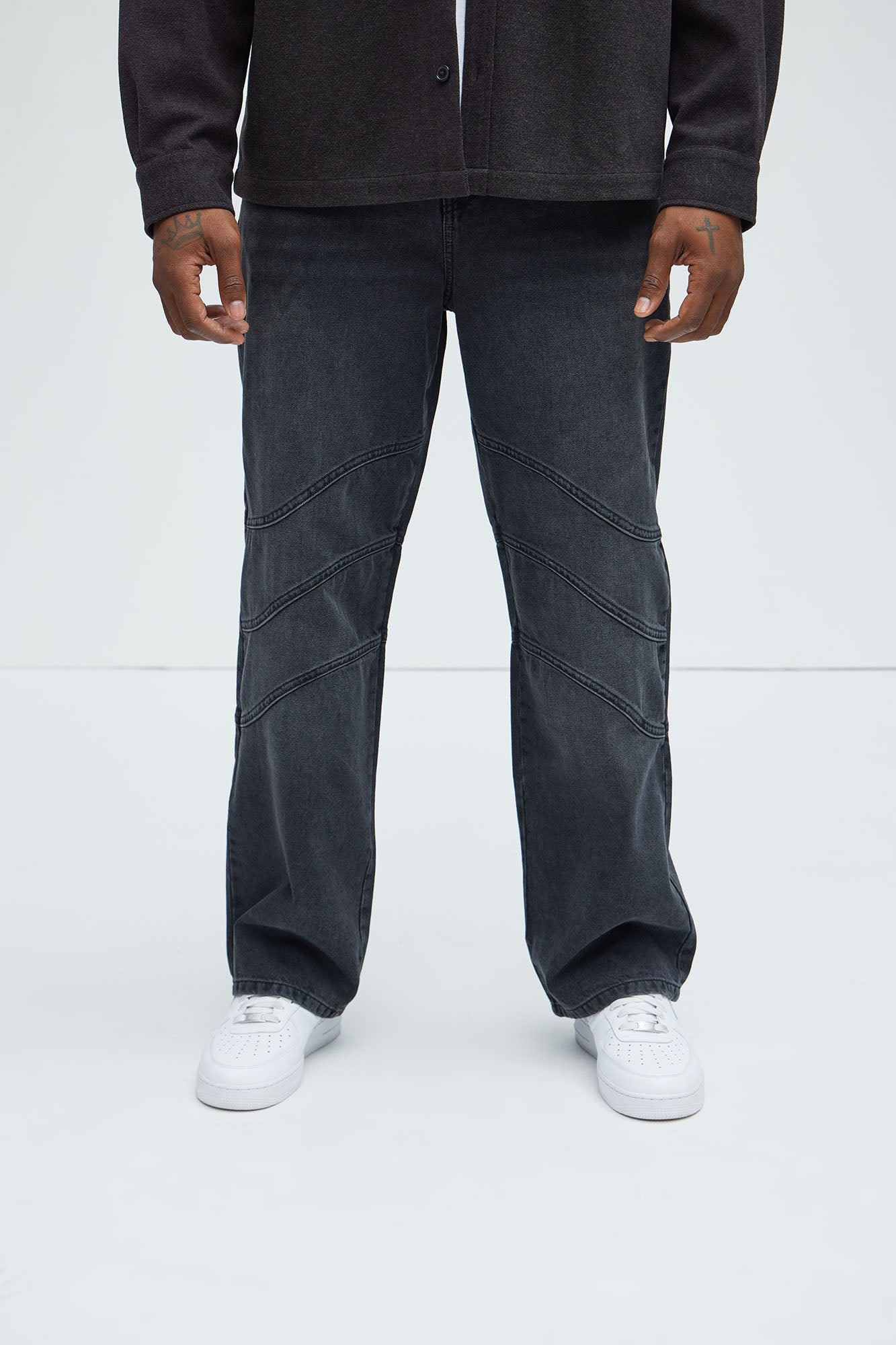 Taj Paneled Straight Jeans - Black Wash - Image 3