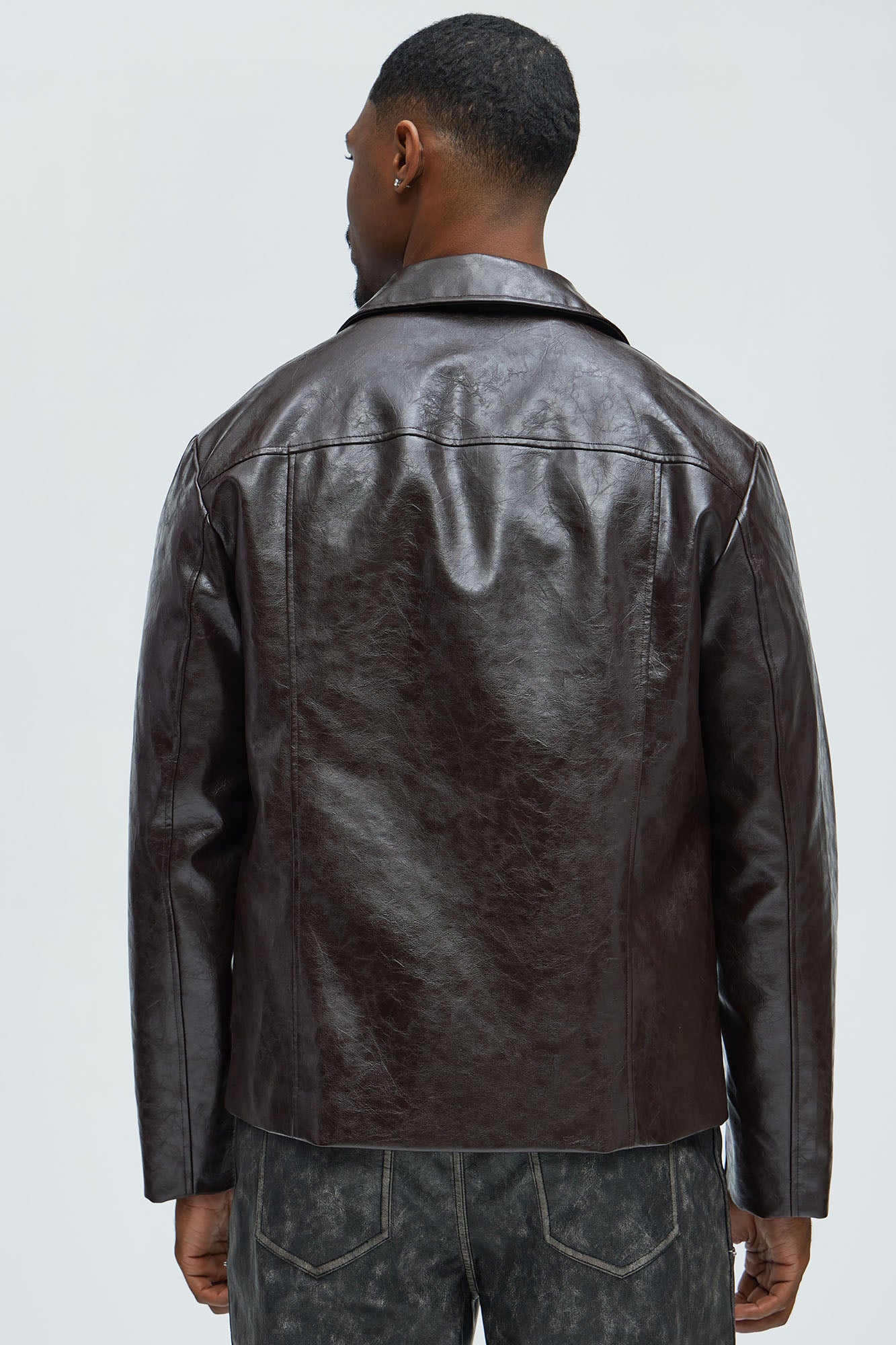 Mitchell Faux Leather Jacket - Brown - Image 4