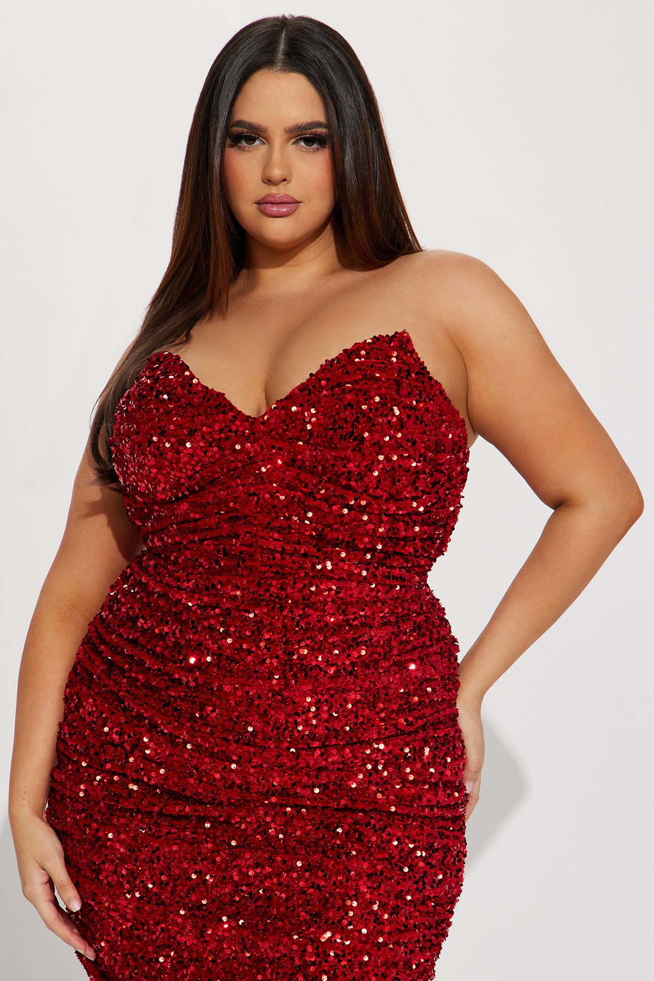 Sahara Sequin Midi Dress - Red - Image 5