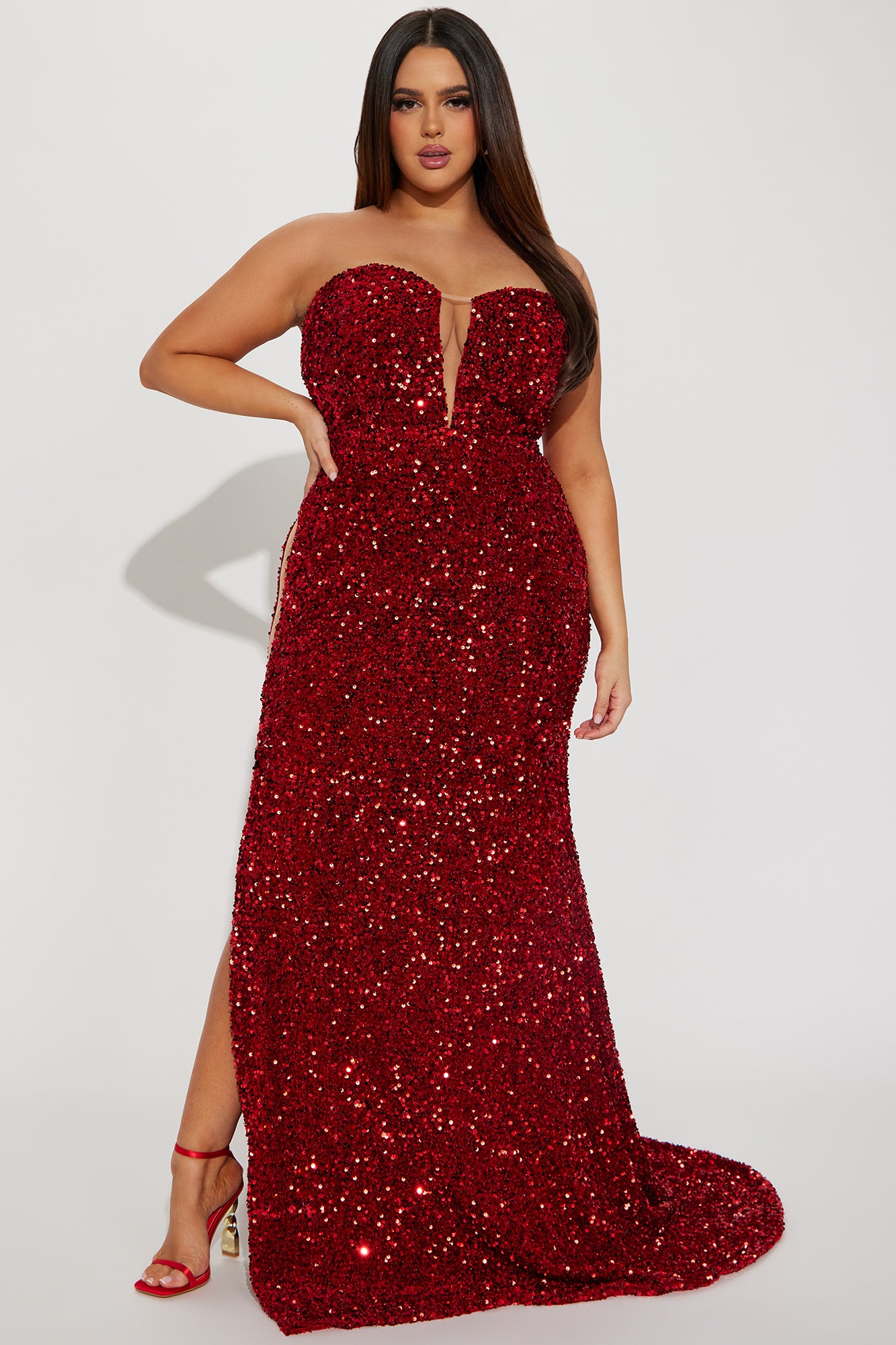 Renae Sequin Gown - Red - Image 4