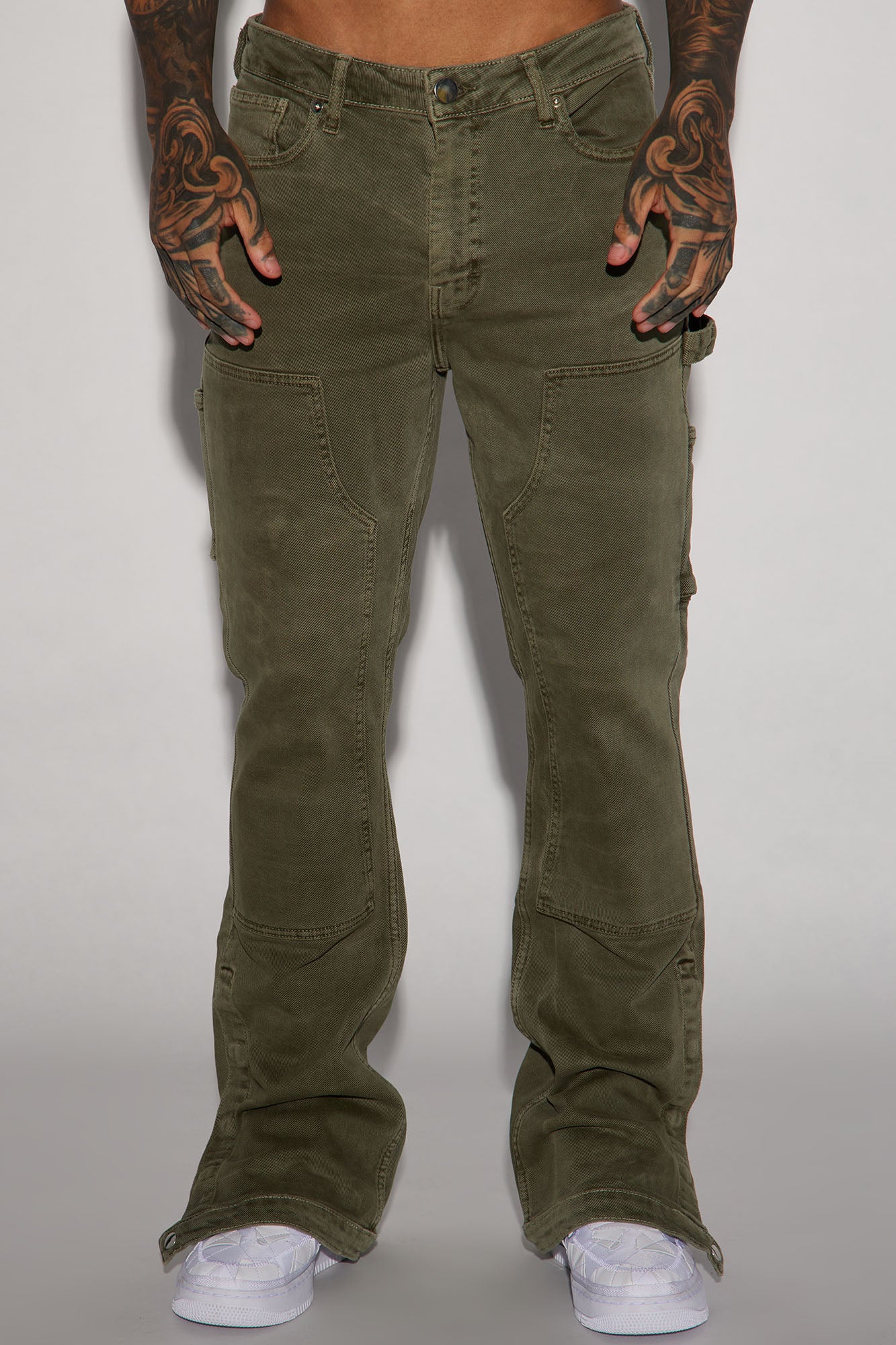 Indestructible Slim Flare Carpenter Pants - Olive - Image 3
