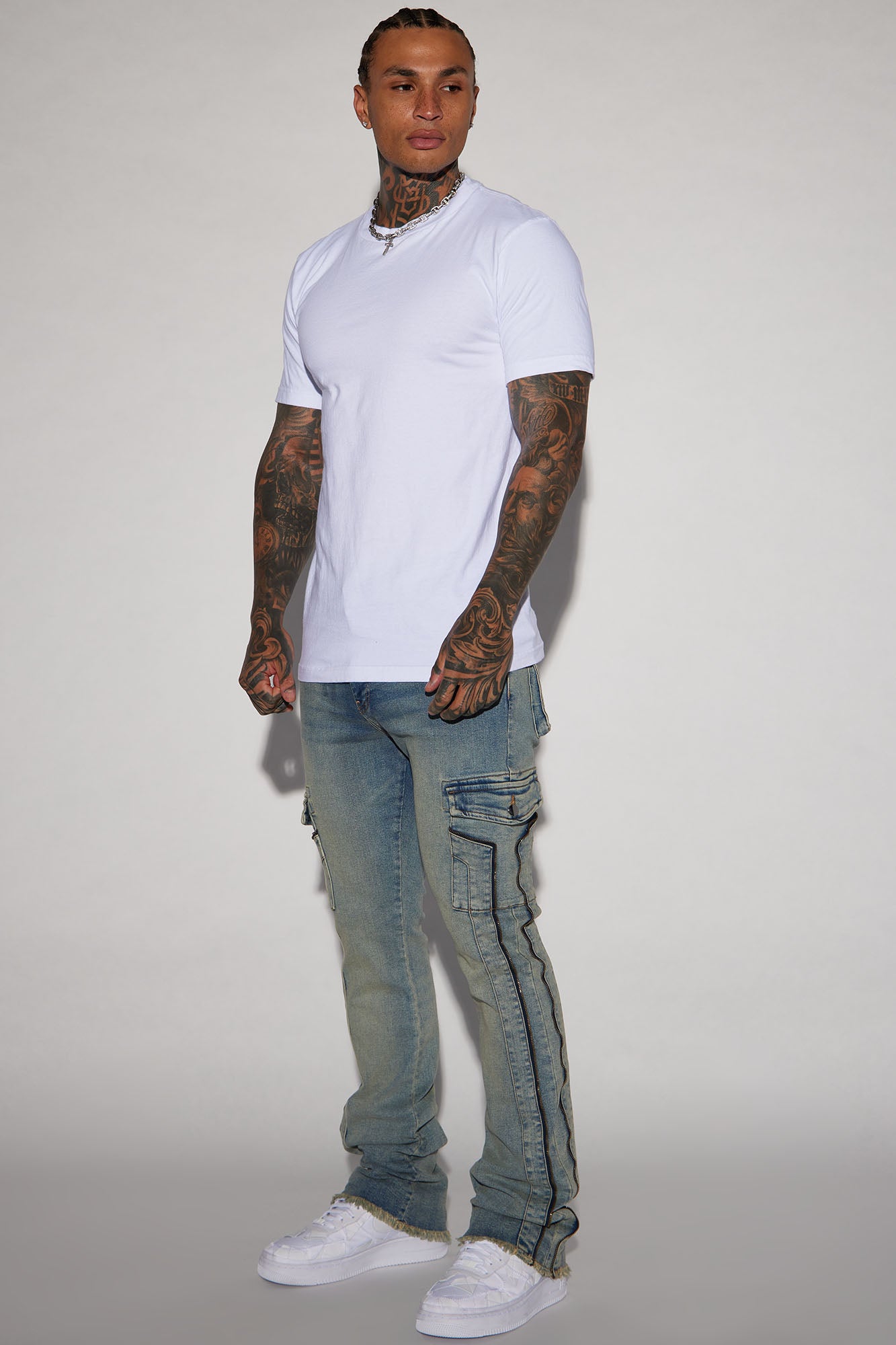 Hilltop Stacked Skinny Flare Jeans - Light Blue Wash - Image 3