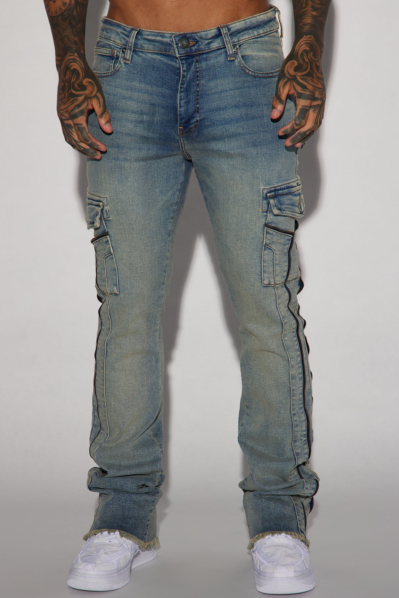 Hilltop Stacked Skinny Flare Jeans - Light Blue Wash - Image 4