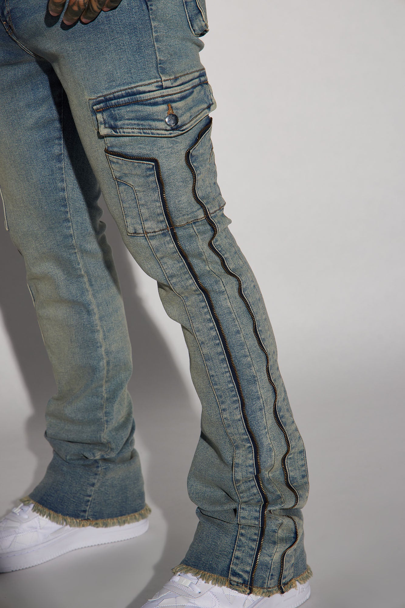 Hilltop Stacked Skinny Flare Jeans - Light Blue Wash - Image 5