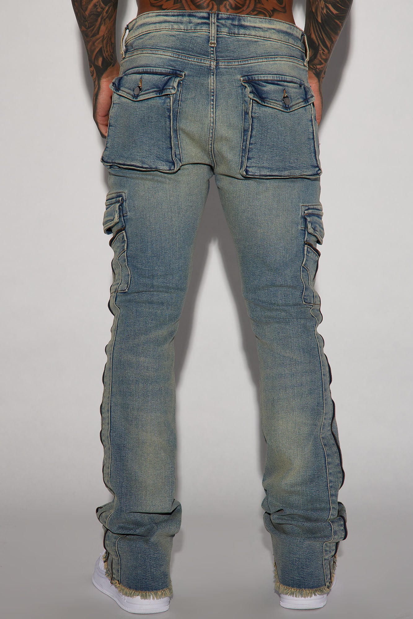 Hilltop Stacked Skinny Flare Jeans - Light Blue Wash - Image 6
