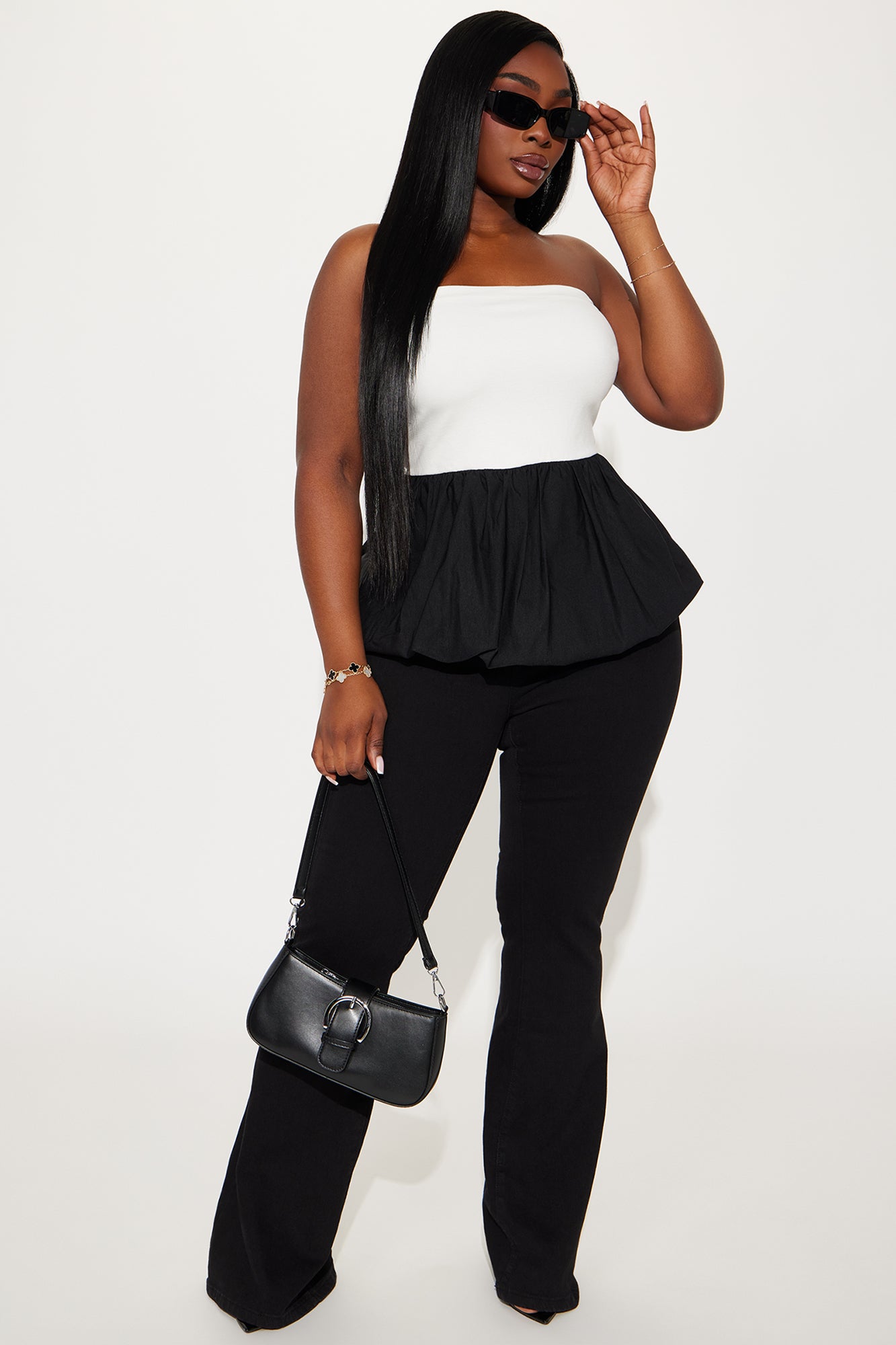 Bridget Bubble Hem Top - Cream/combo - Image 5