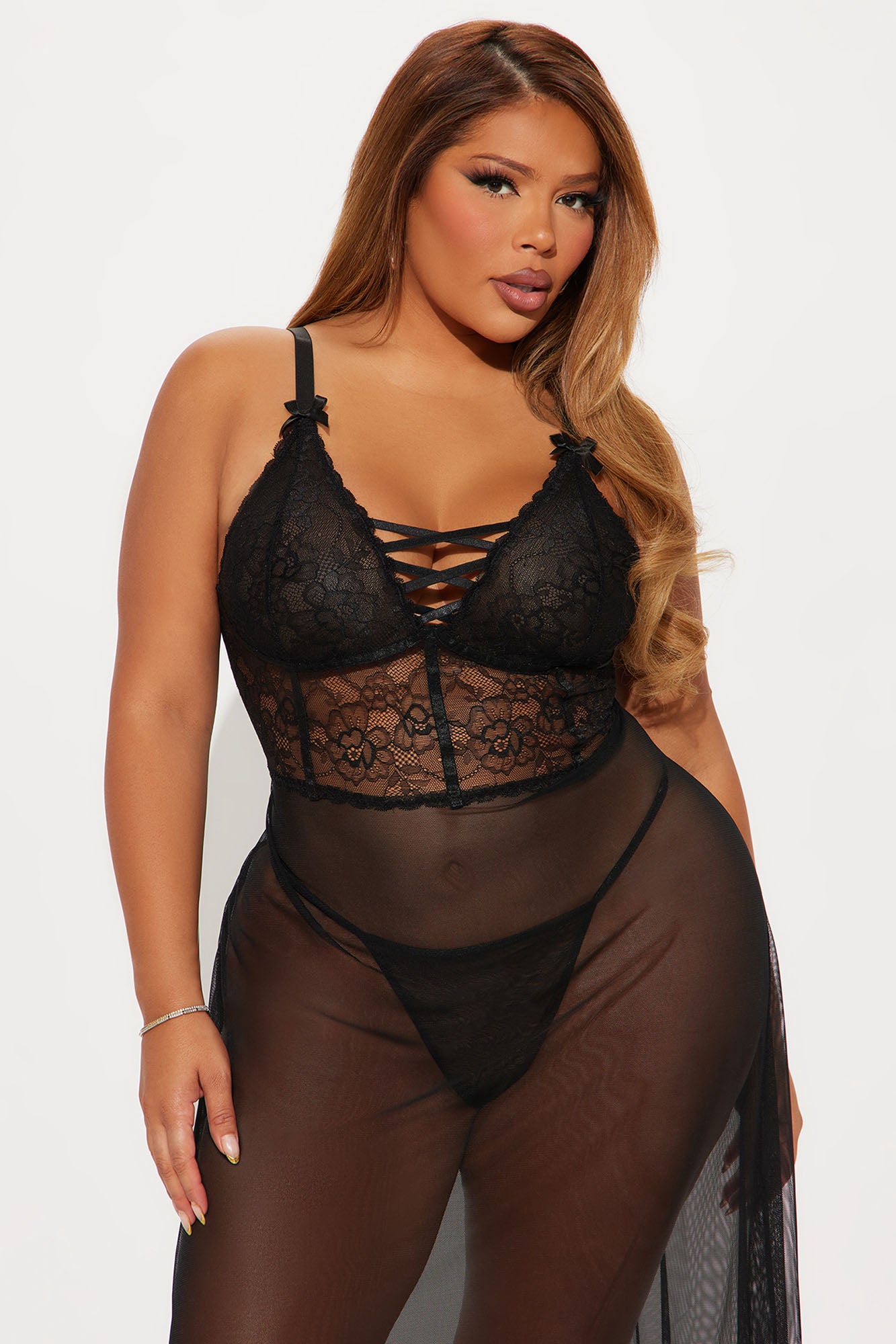Sweetest Kiss Lace Maxi Gown - Black - Image 6