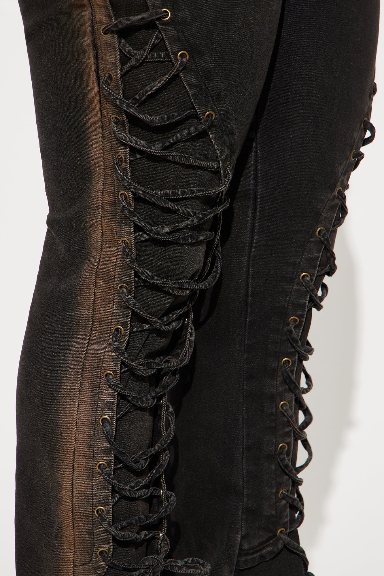 Can't Be Tamed Lace Up Bootcut Jeans - Black/combo - Image 7