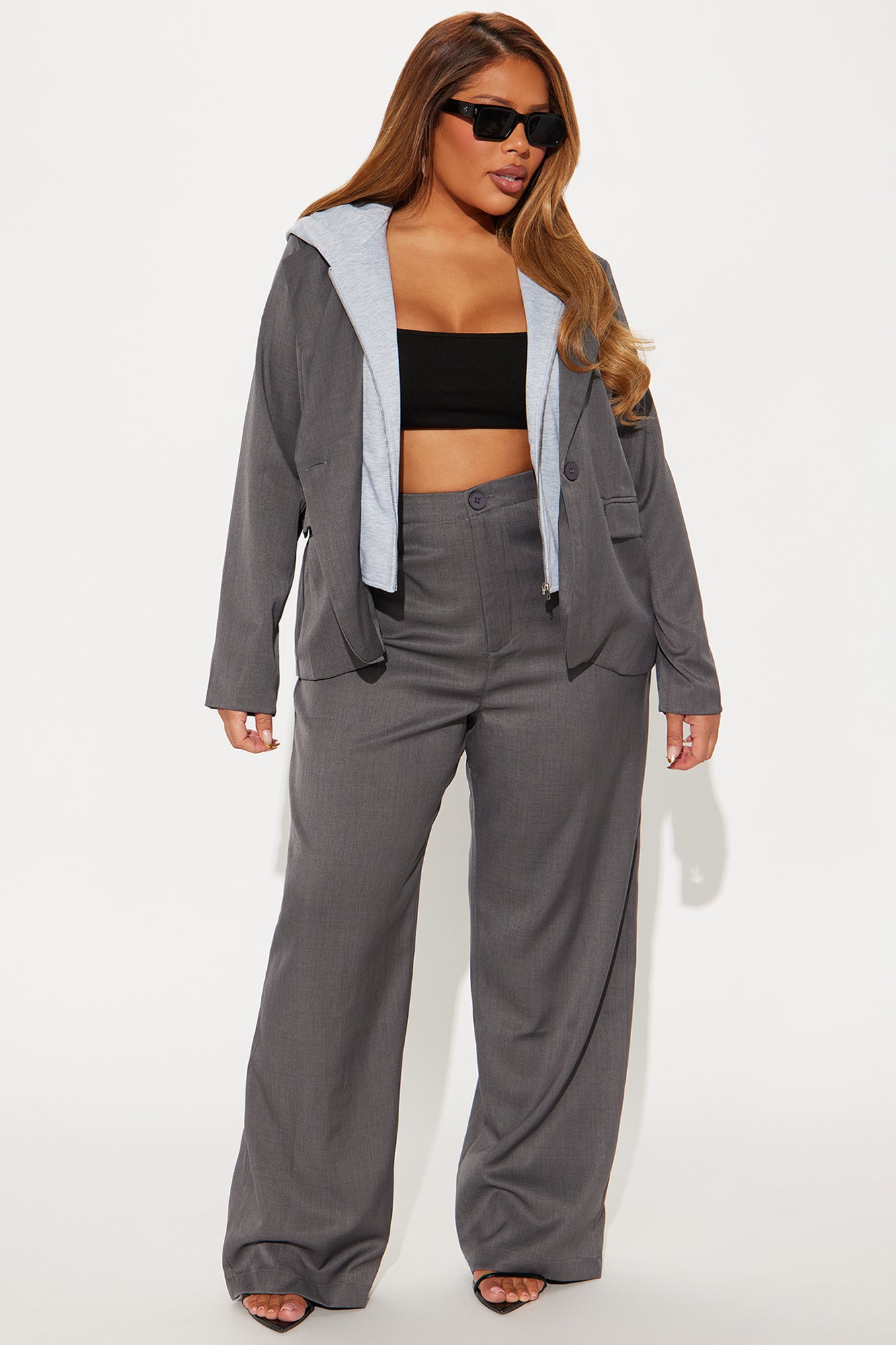 LA Vibe Blazer Pant Set - Charcoal/combo - Image 4
