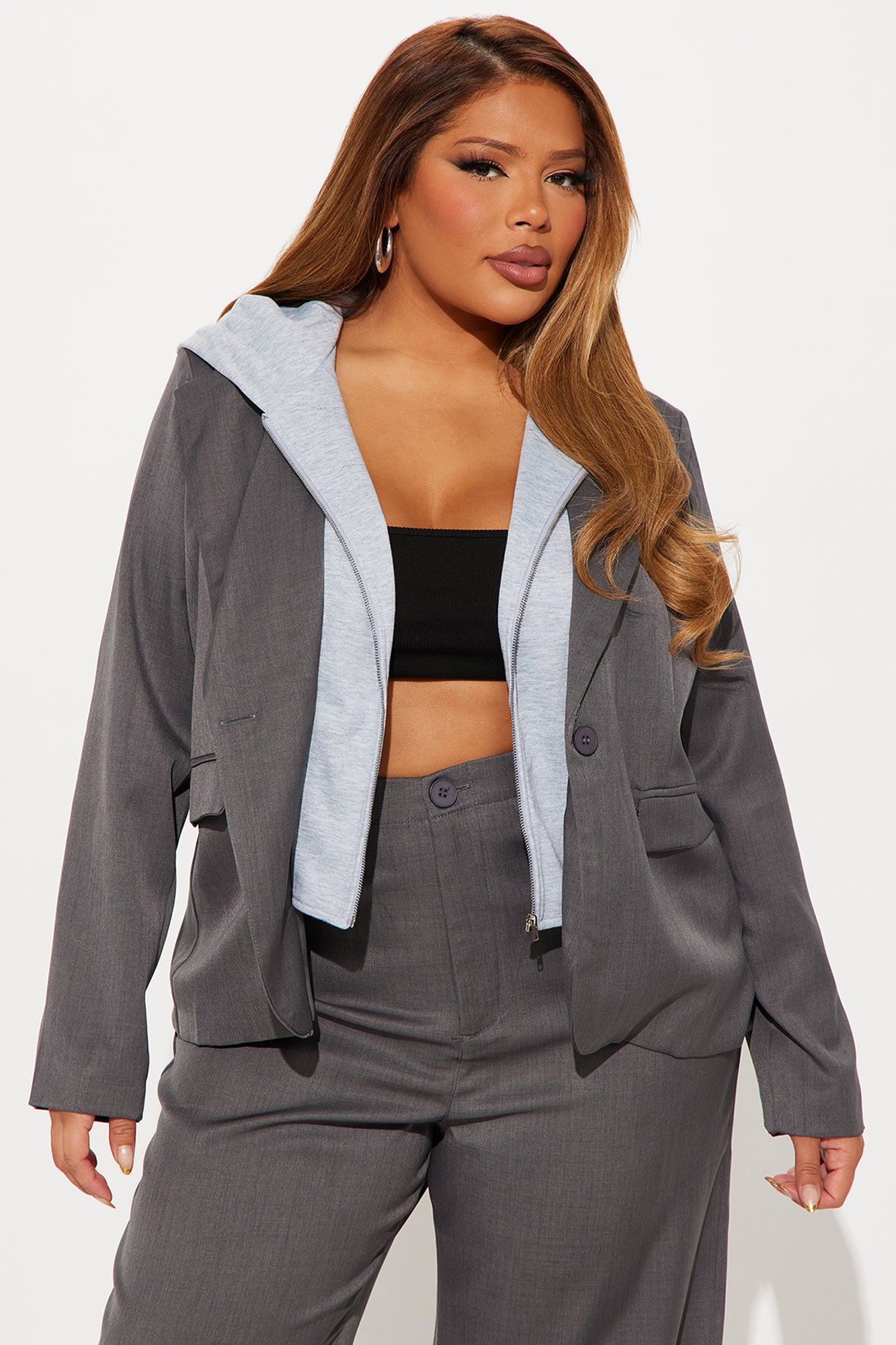 LA Vibe Blazer Pant Set - Charcoal/combo - Image 5