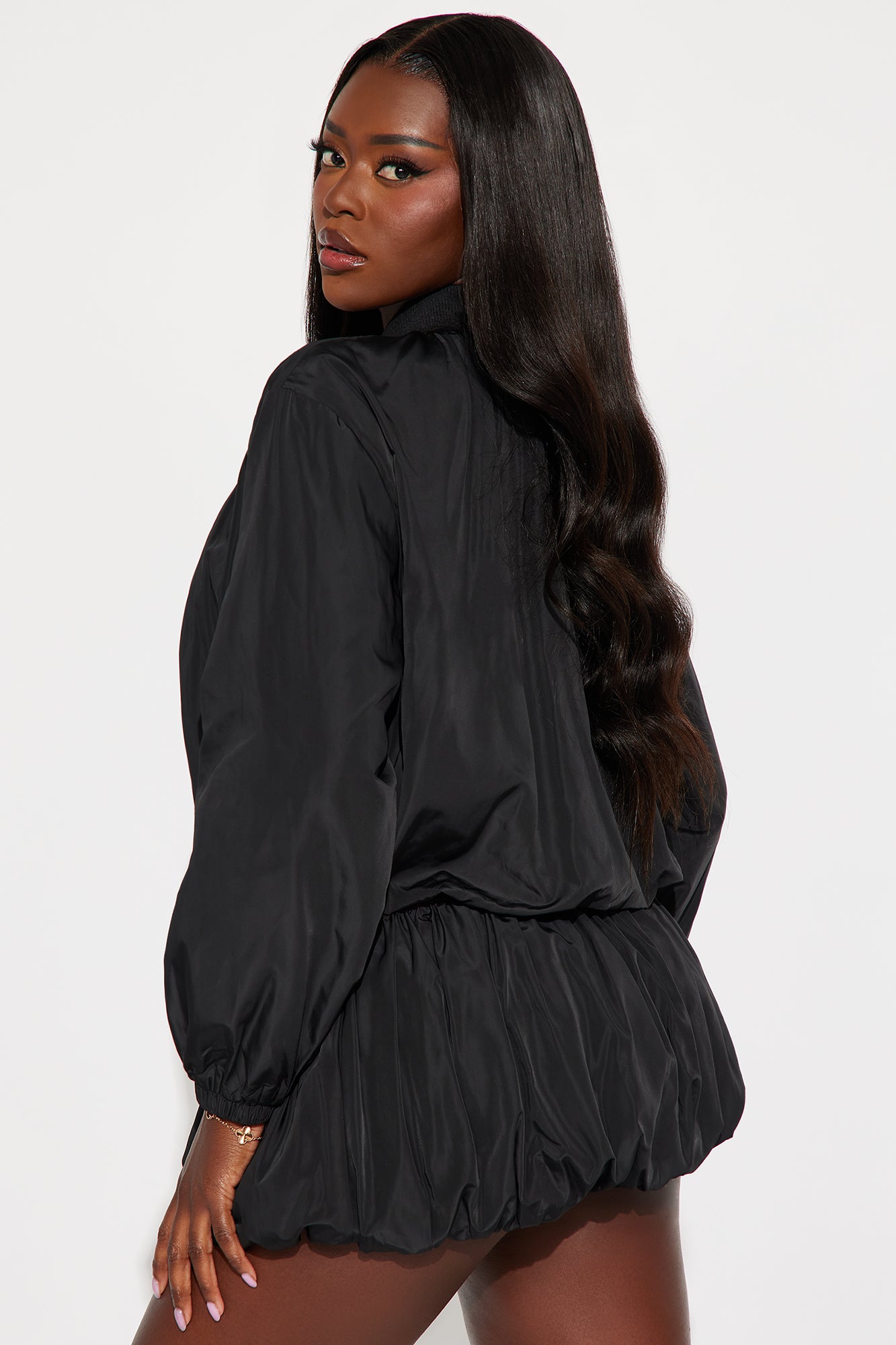 Sporty And Cute Bubble Skirt Set - Black - Image 4