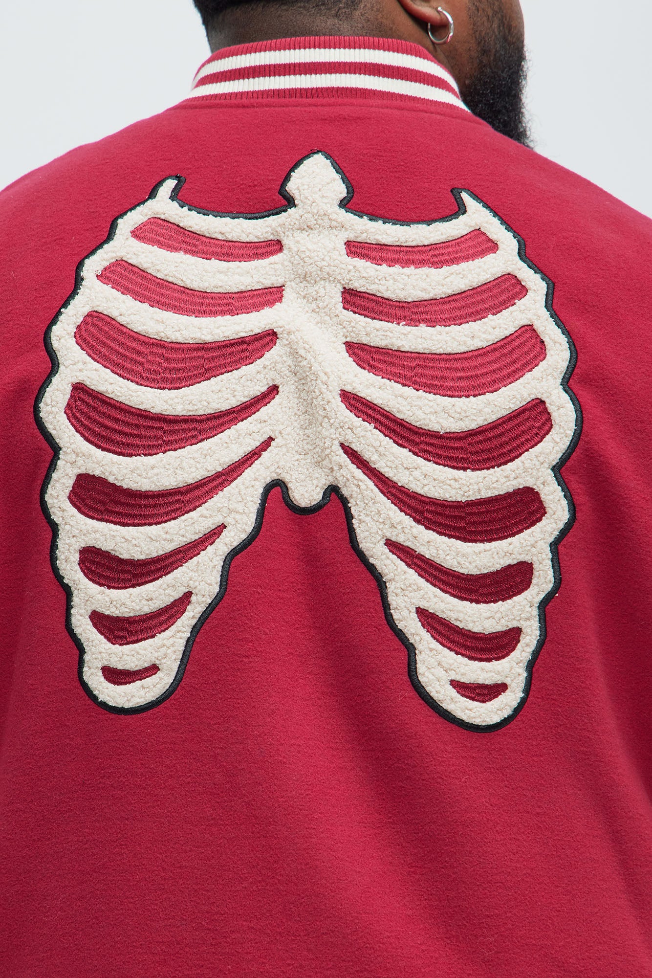 Skeleton Varsity Jacket - Red/White - Image 9