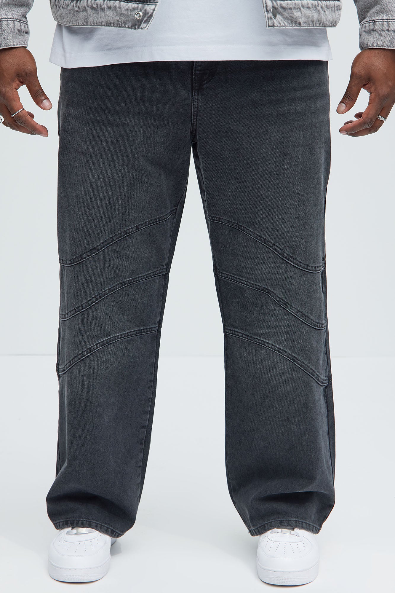 Taj Paneled Straight Jeans - Black Wash - Image 6