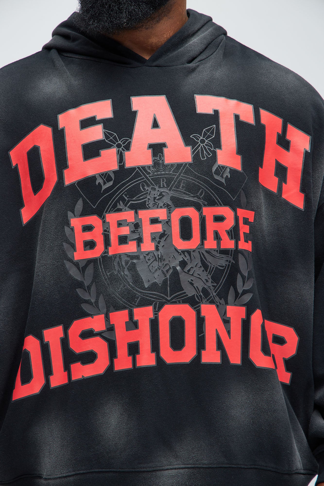 Tyson Death Before Dishonor Oversized Hoodie - Black - Image 8