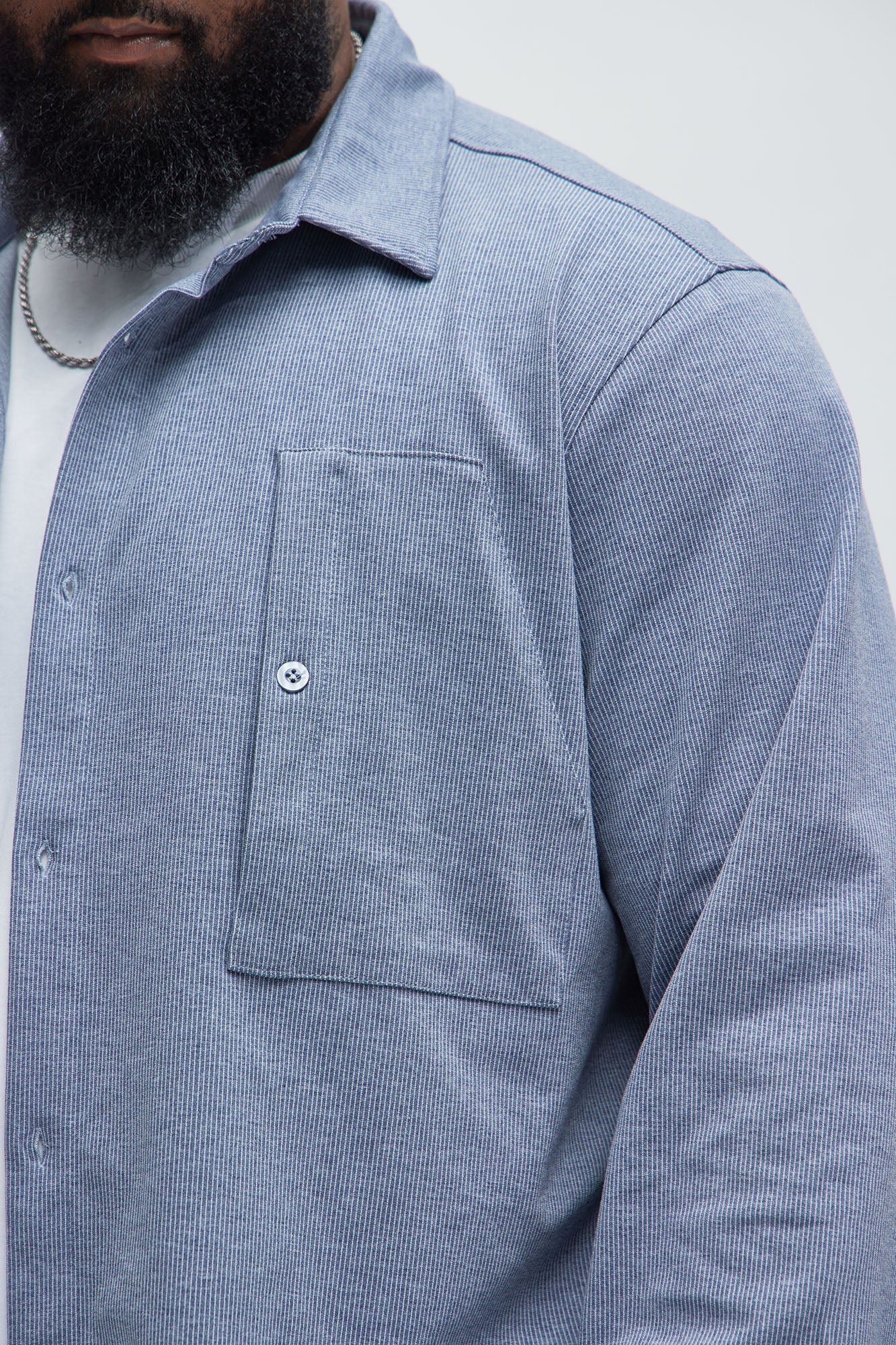 What U Need Stripe Button Up Shirt - Navy/combo - Image 8