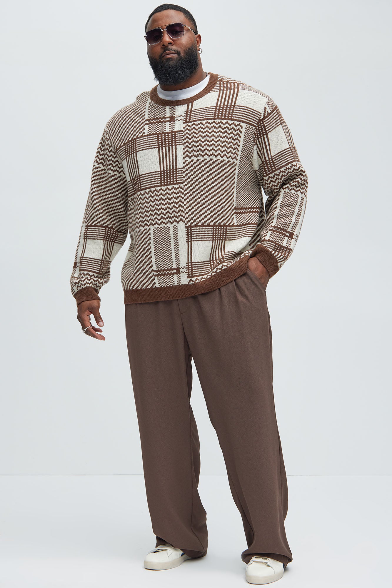 Mixed Lines Cozy Crewneck Sweater - Cream/combo - Image 5