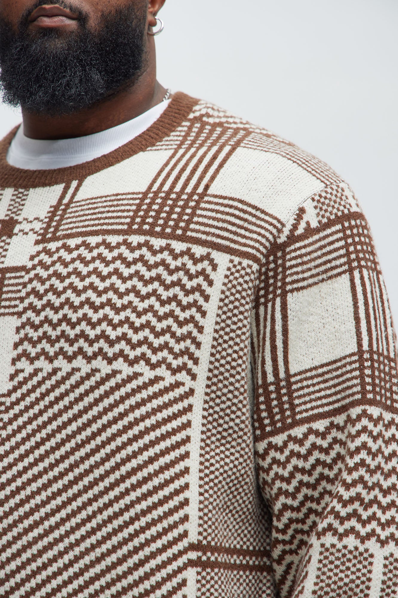 Mixed Lines Cozy Crewneck Sweater - Cream/combo - Image 7