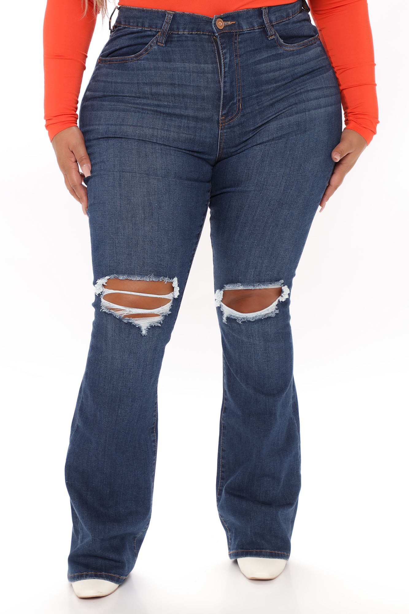 Jessie Mid Rise Distressed Bootcut Jean - Dark Wash - Image 6